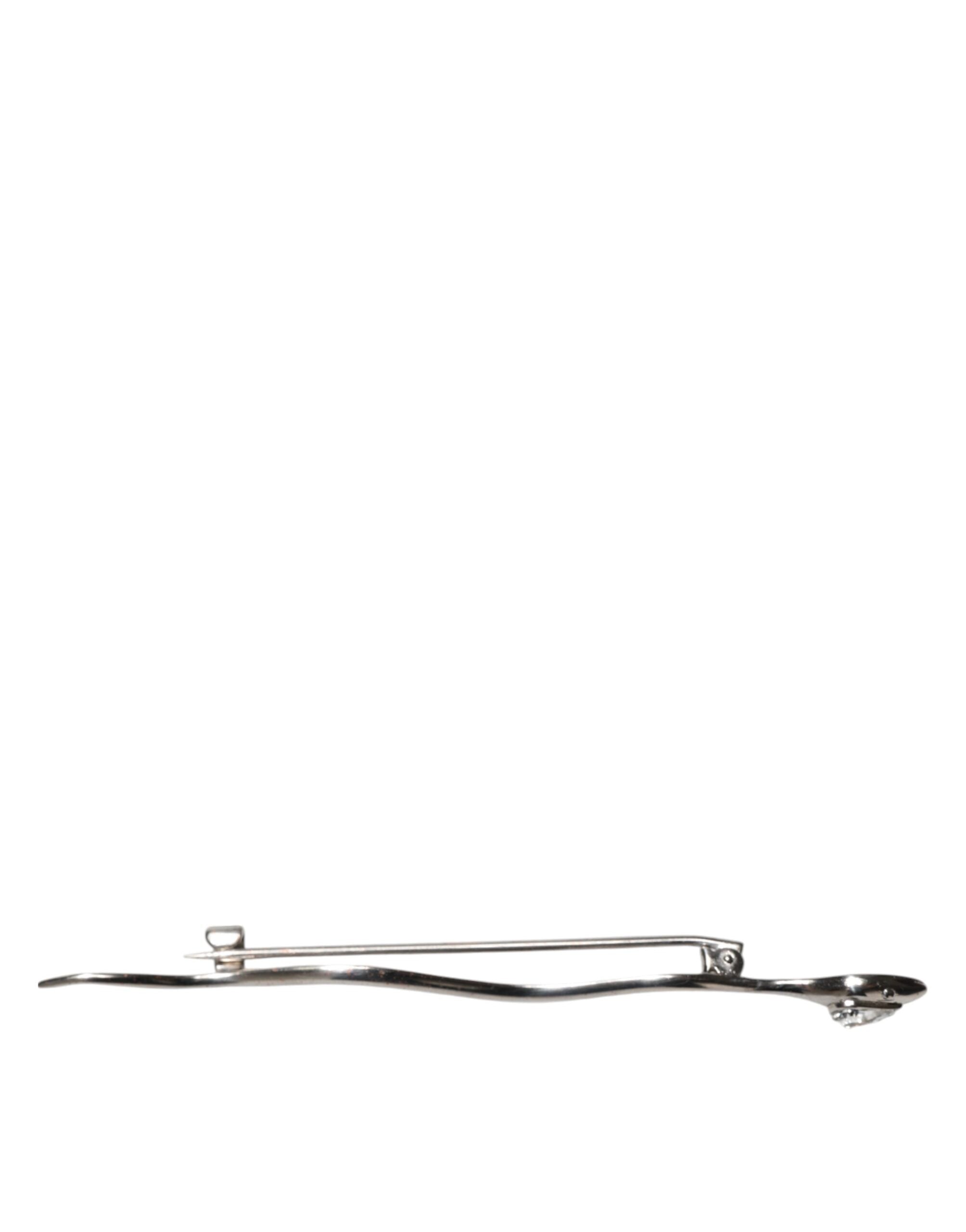 Silver Brass Crystal Spilla Serpente Mens Brooch Pin