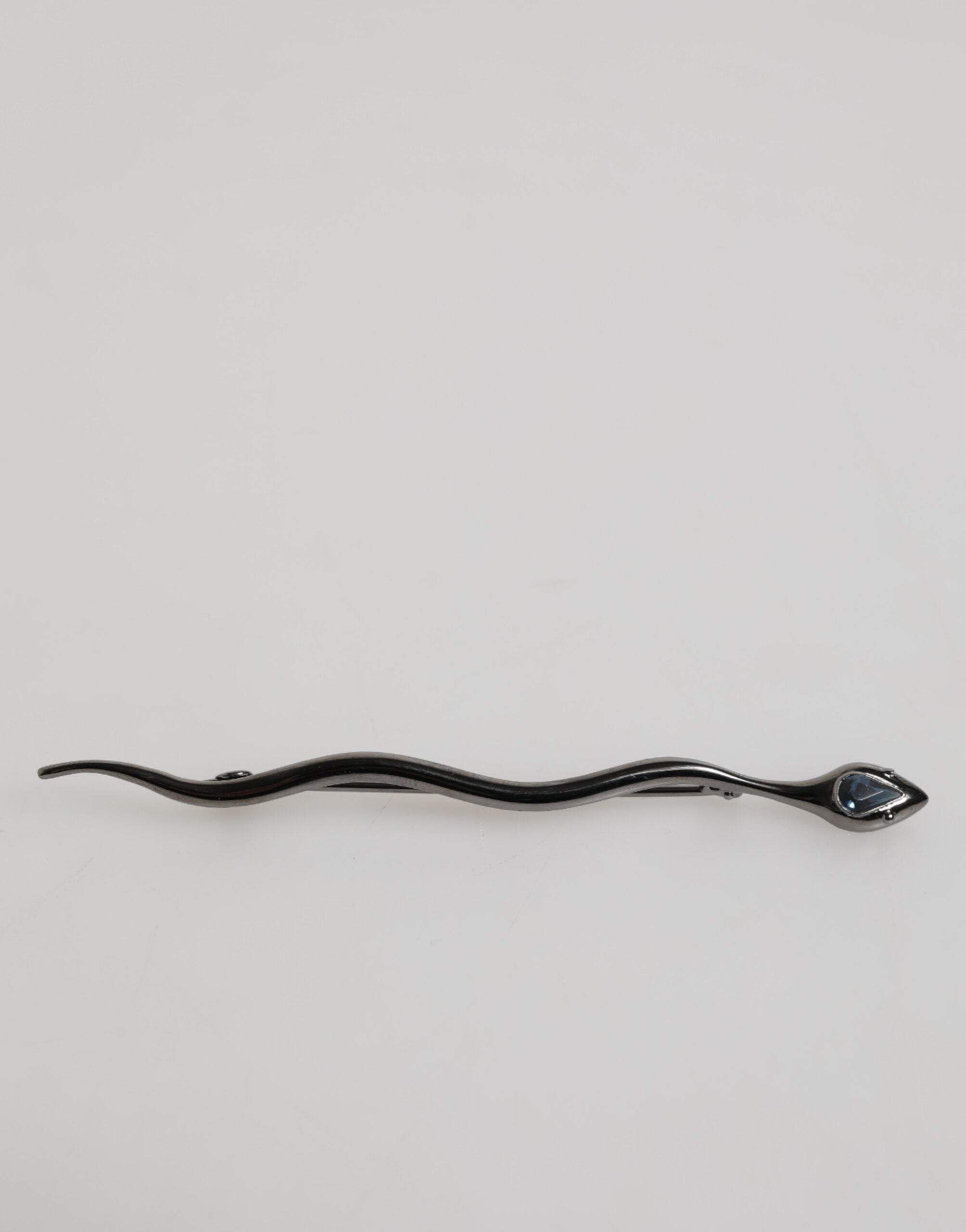 Black Brass Crystal Spilla Serpente Mens Brooch Pin