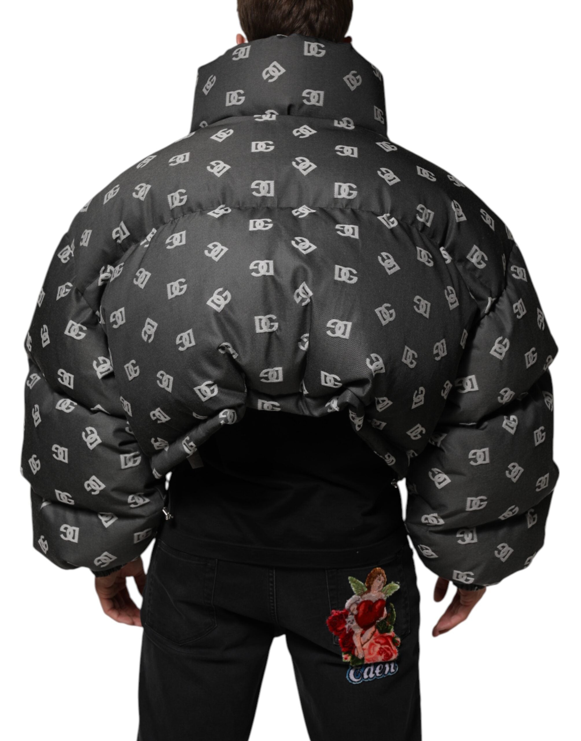 Black DG Monogram Full Zip Puffer Men Jacket