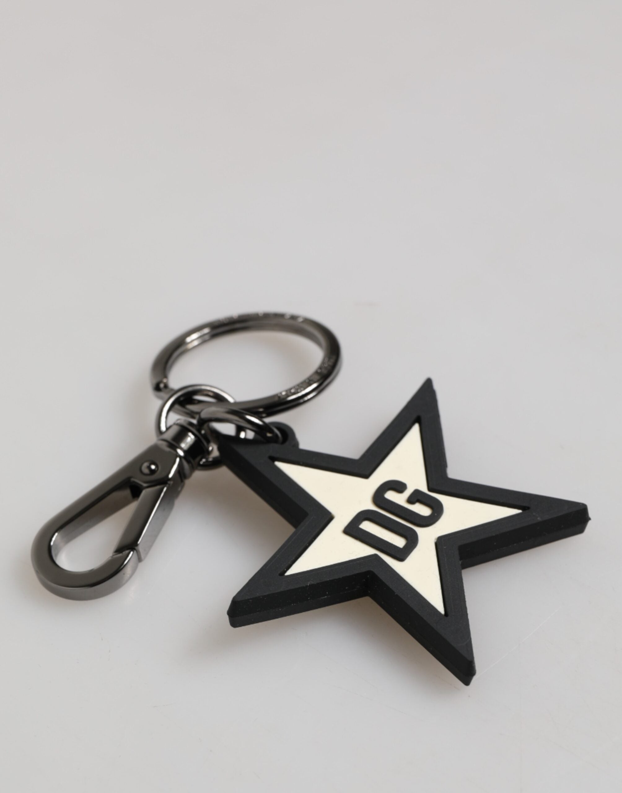 White Black DG Logo Star Rubber Men's Keychain Keyring