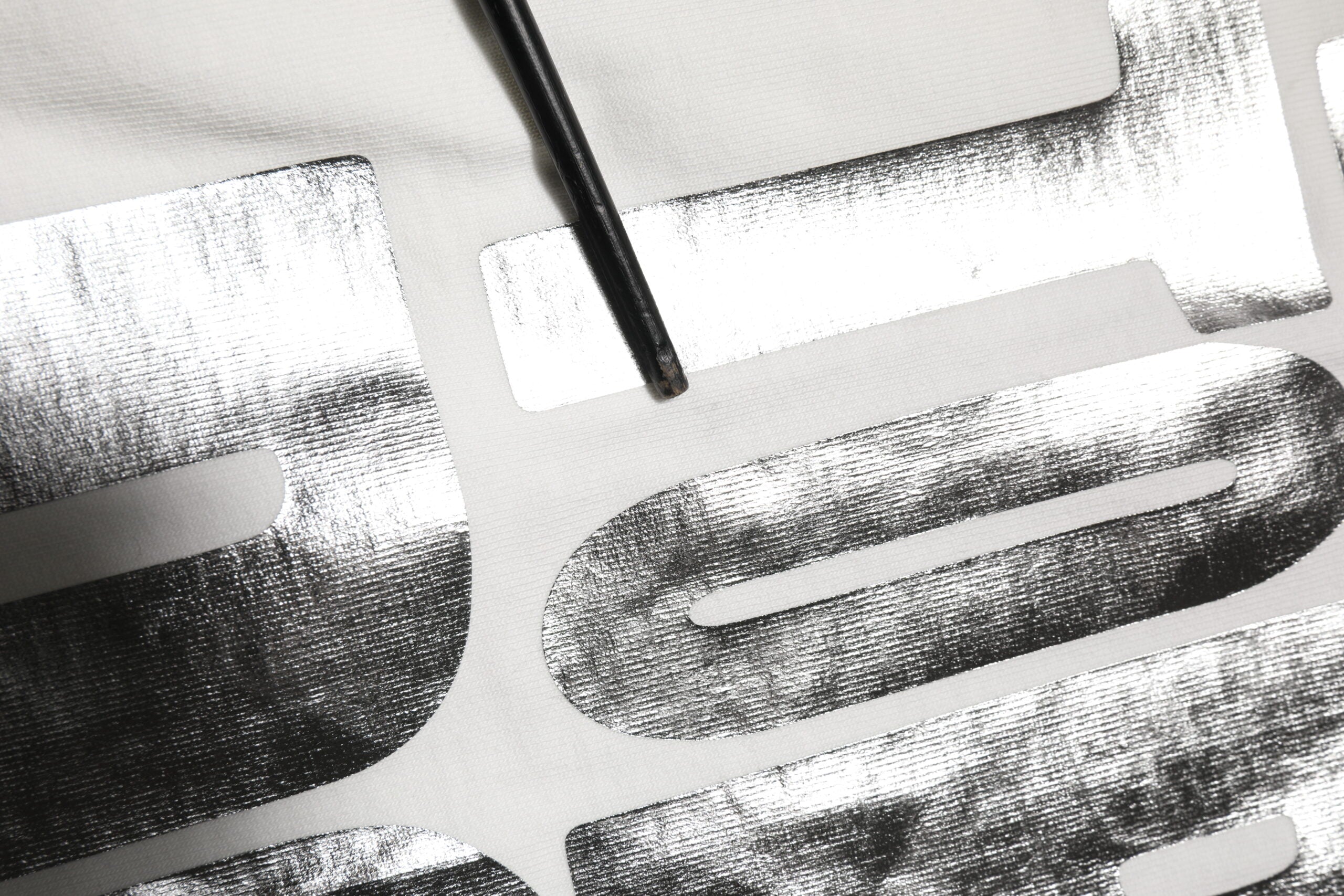 White Metallic Print Cotton CrewNeck T-shirt