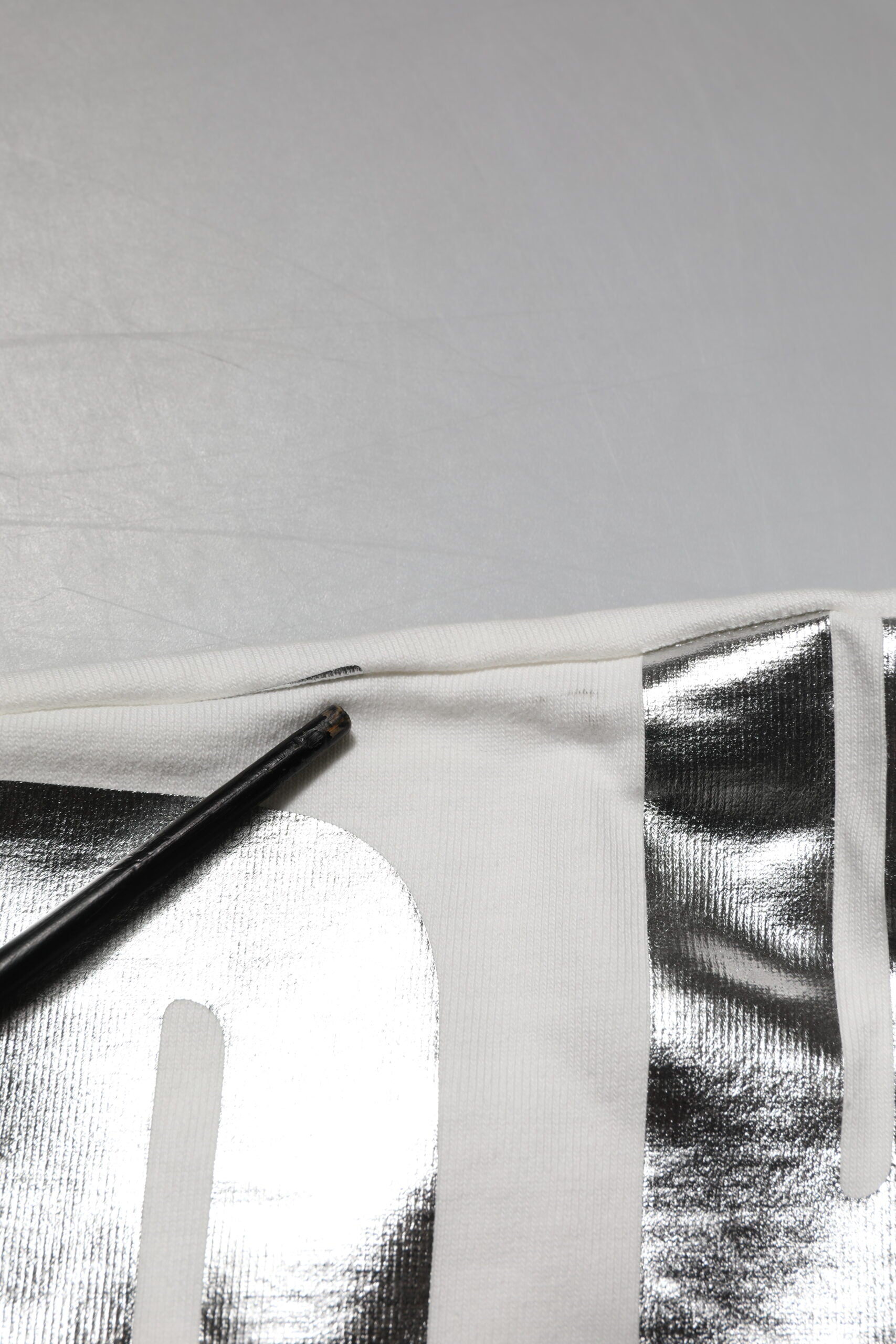 White Metallic Print Cotton CrewNeck T-shirt