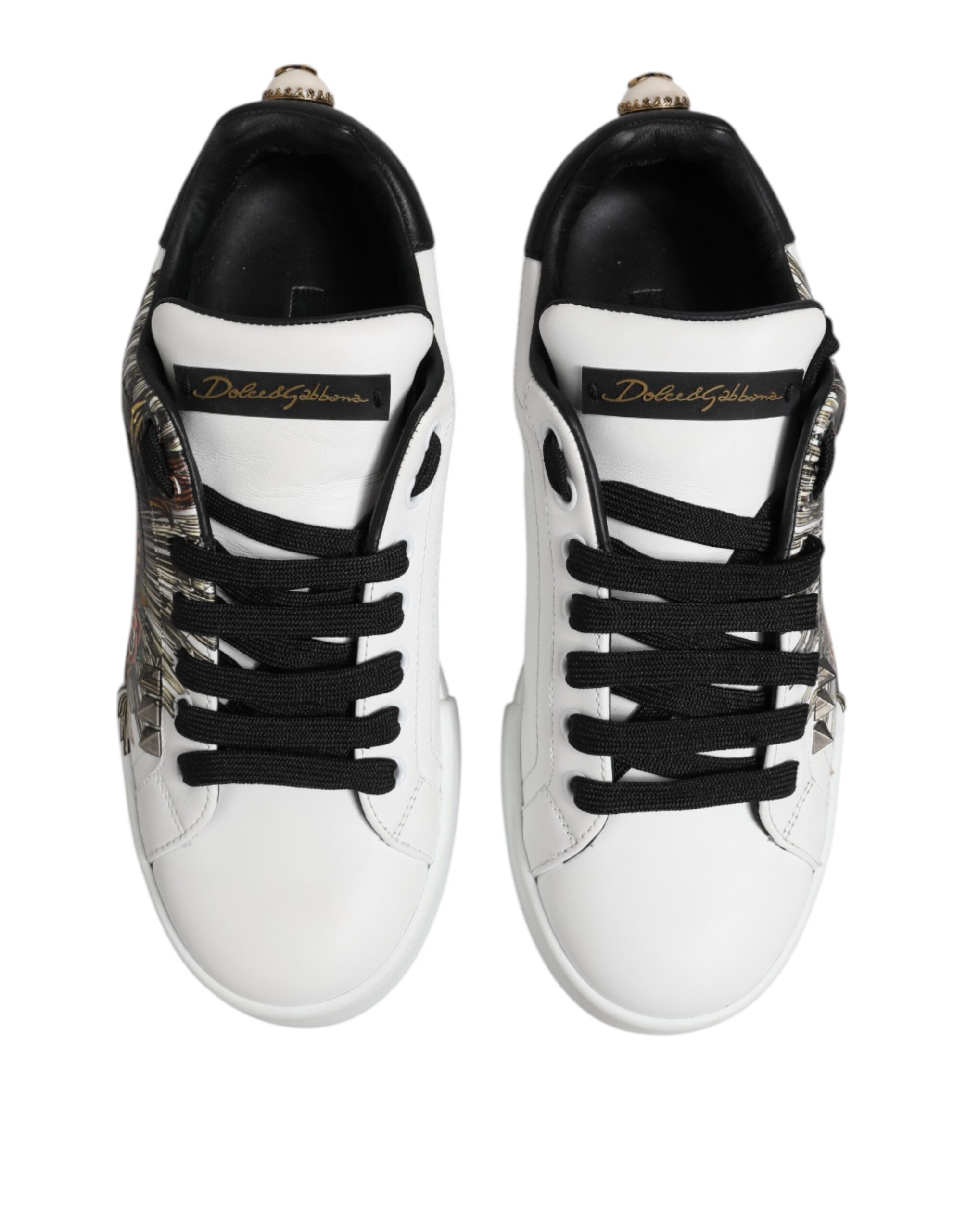 White Leather Portofino Lace Up Sneakers Shoes