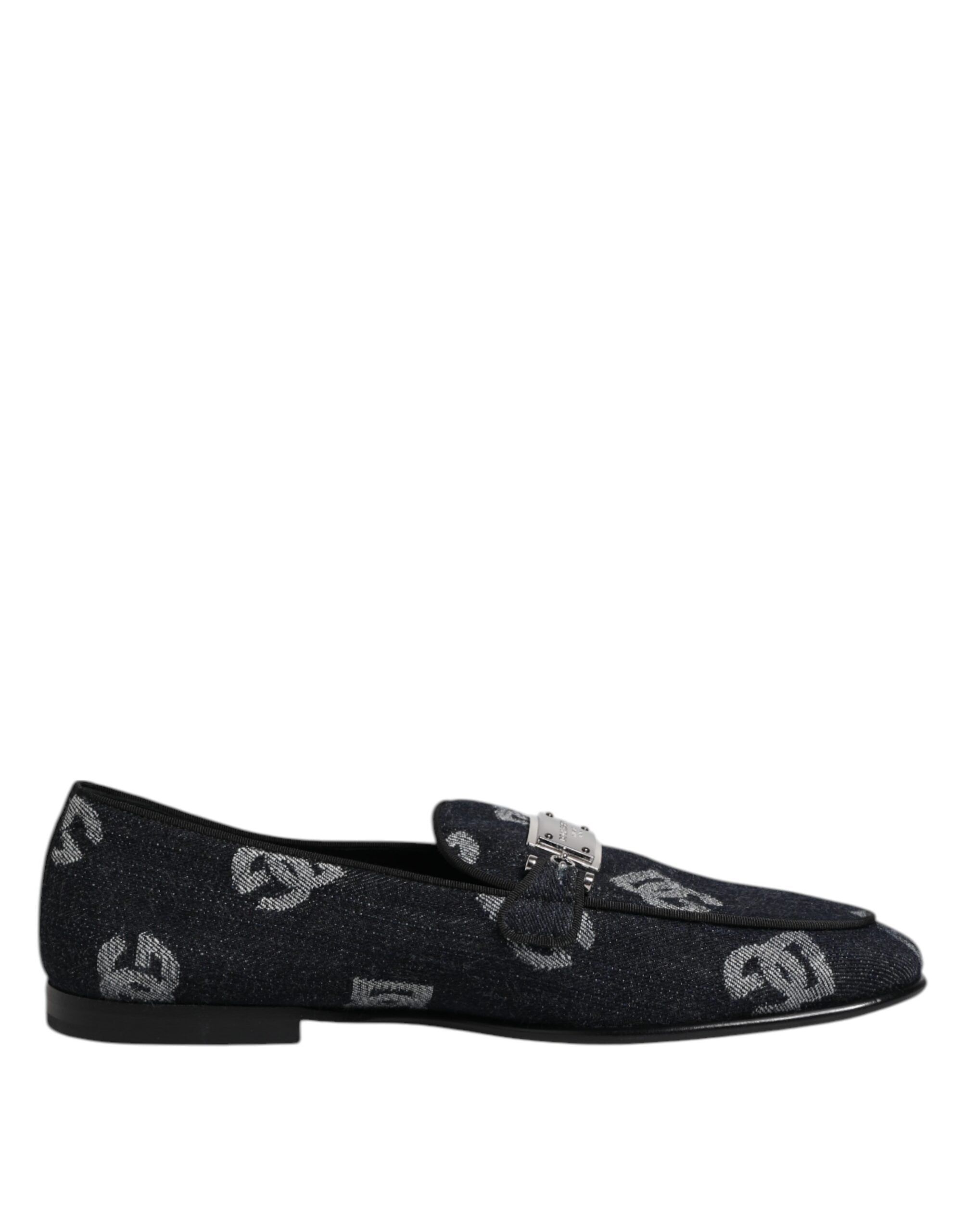 Blue Logo Cotton Loafers Formal Dress Shoes