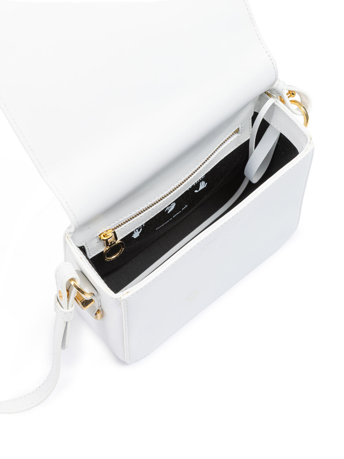 White/Gold  Metallic Stripe Crossbody Bag