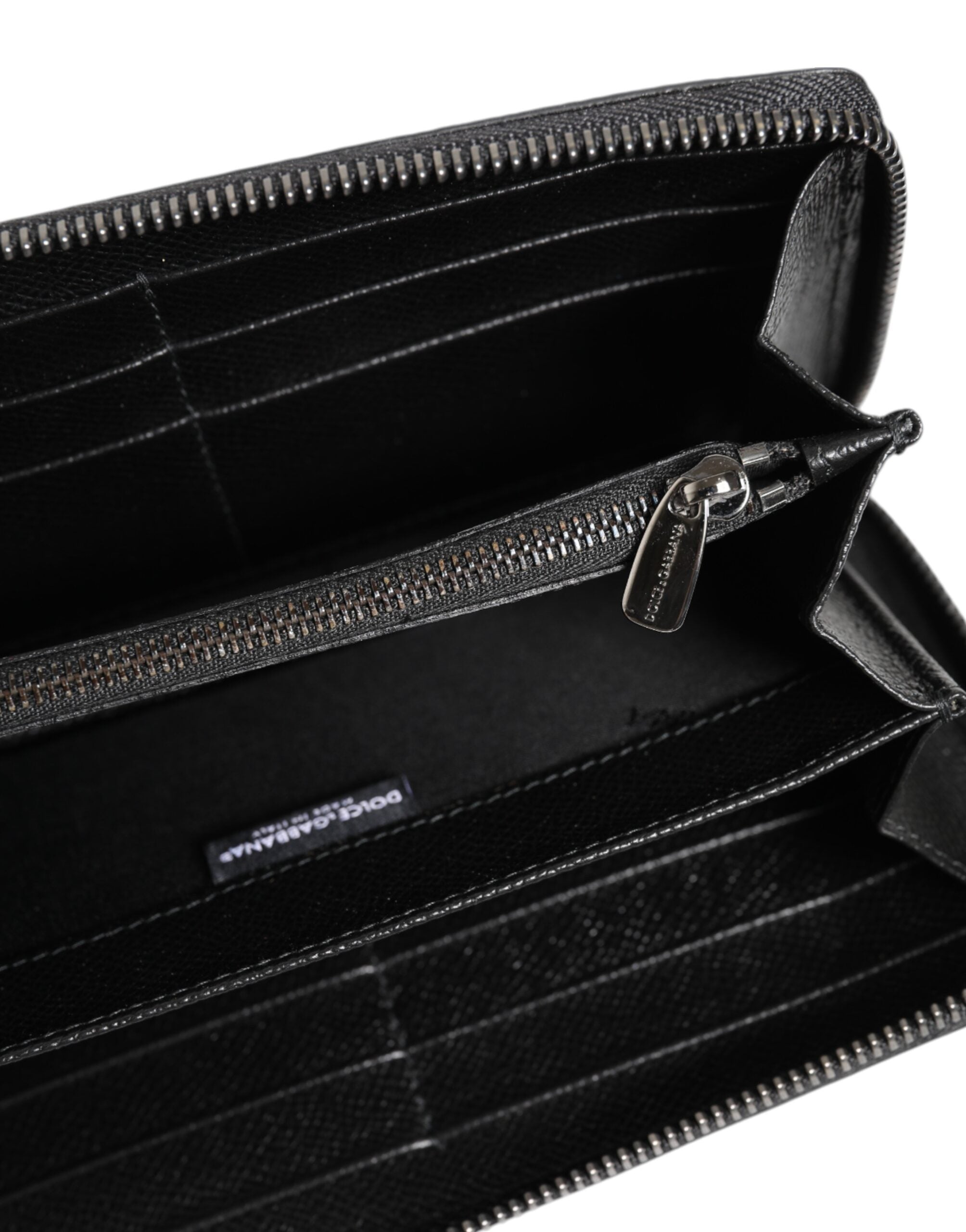 Black Gray Leopard Leather Zip Around Continental Wallet