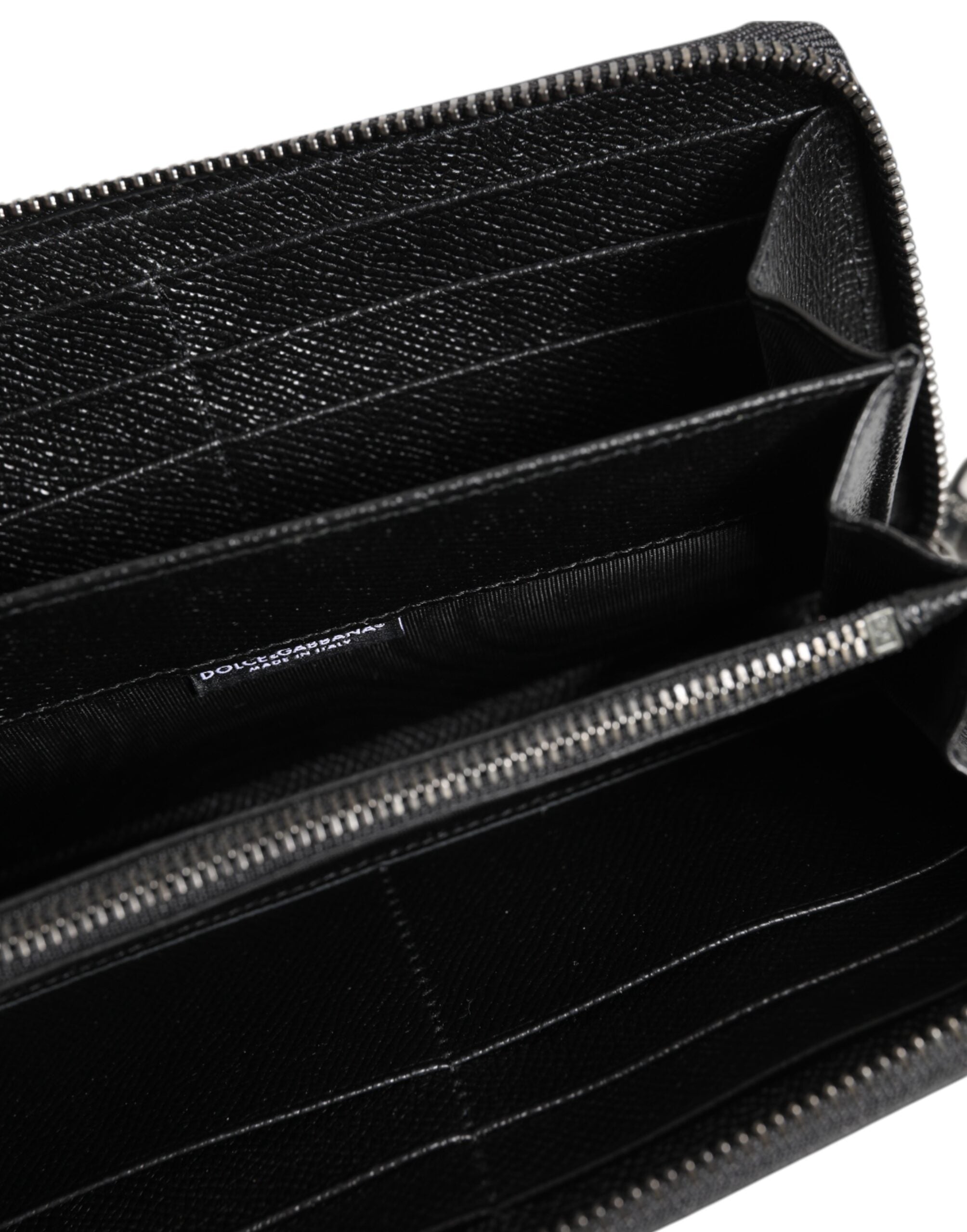 Black Leather #DGFAMILY Zipper Continental Mens Wallet