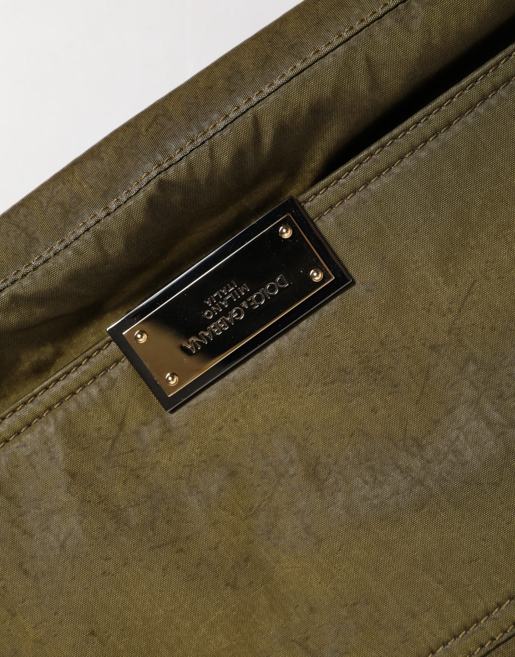 Dark Green Nylon Logo Plaque Shoulder Strap Borse Bag