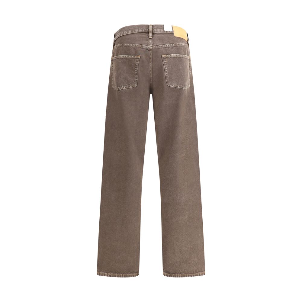 Brown Cotton Relaxed Fit Jeans