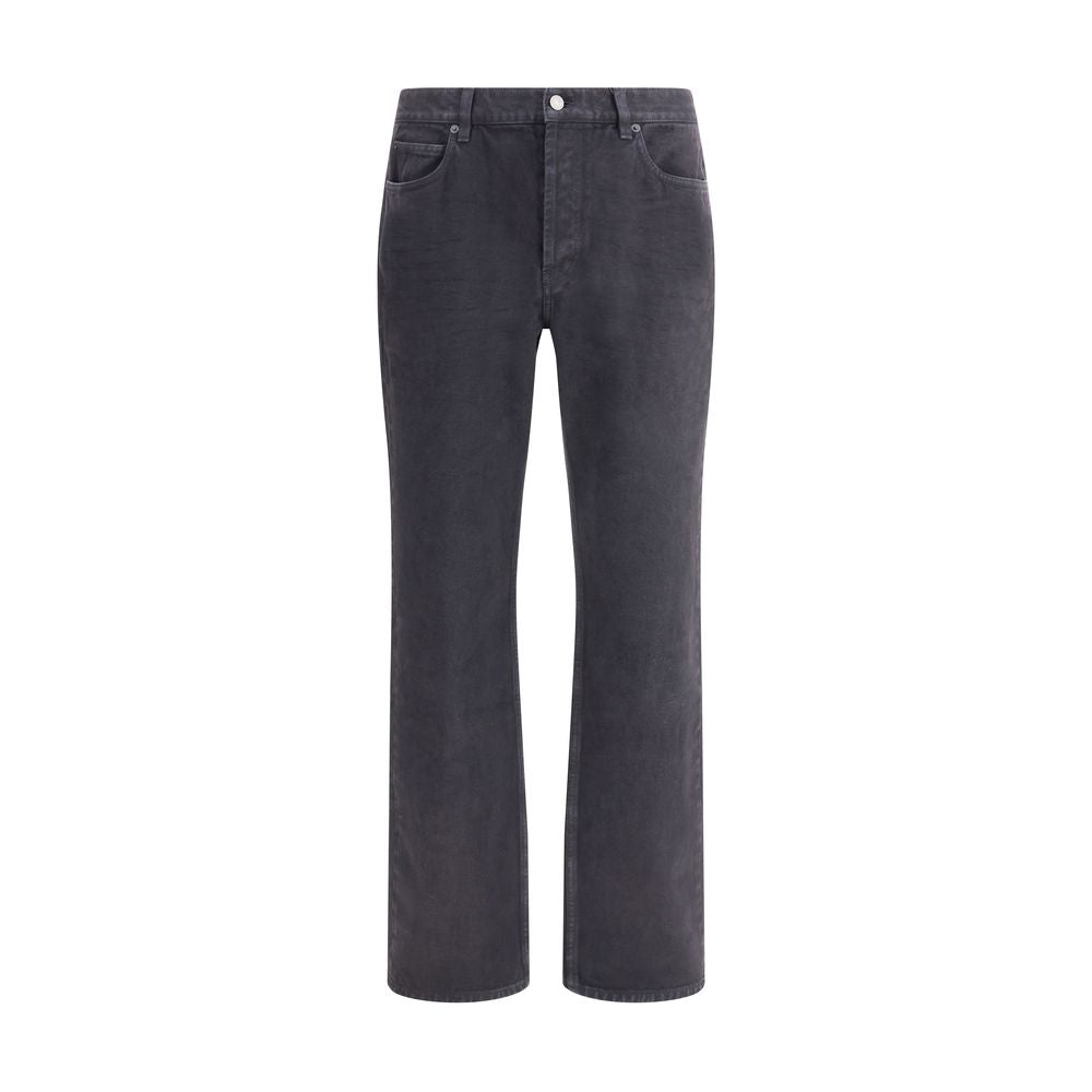 Black Cotton Straight-Leg Jeans