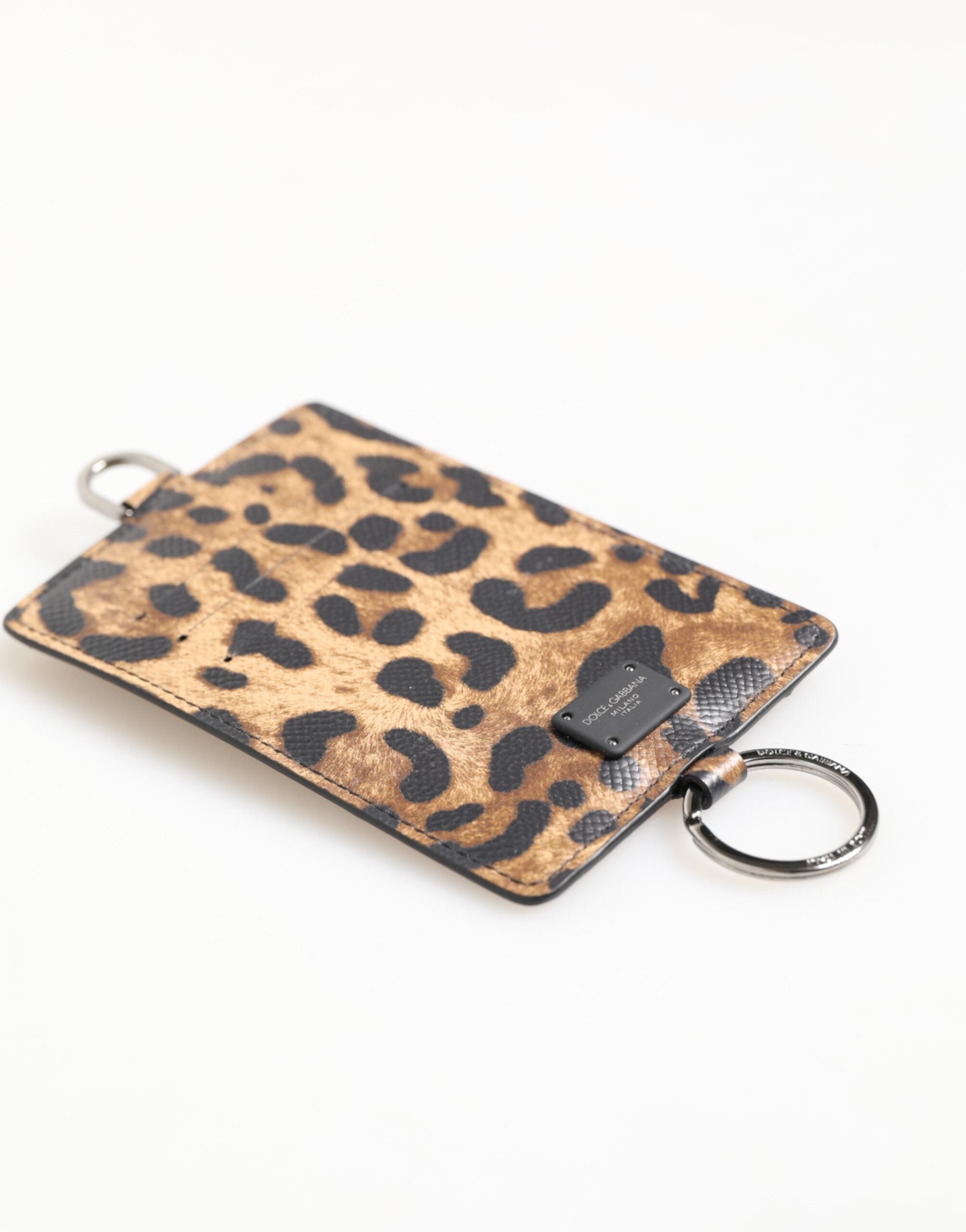 Leopard Print Leather Embossed Lanyard Card Holder Wallet