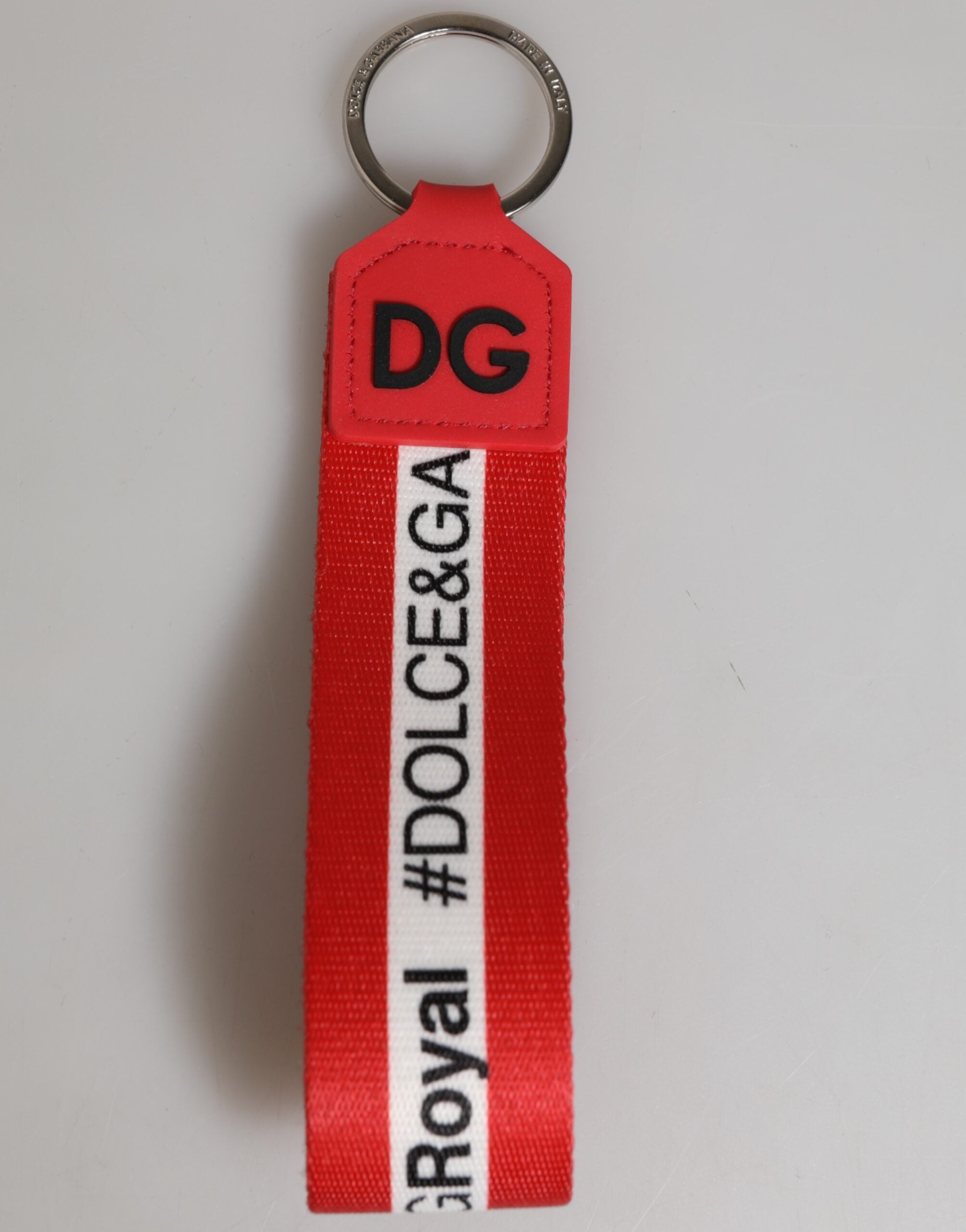 Red Logo Polyester Silver Brass Holder Keychain Keyring
