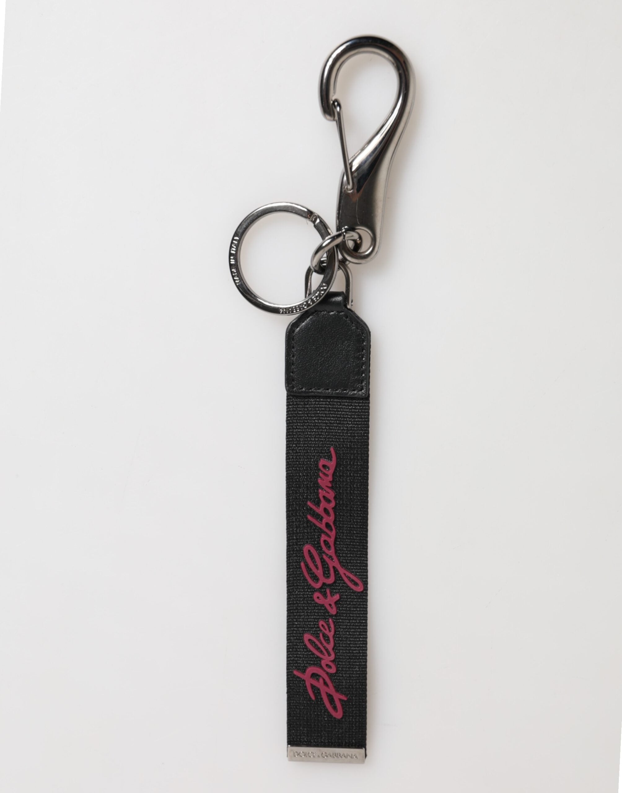 Black Red Polyester DG Logo Silver Men Keychain Keyring