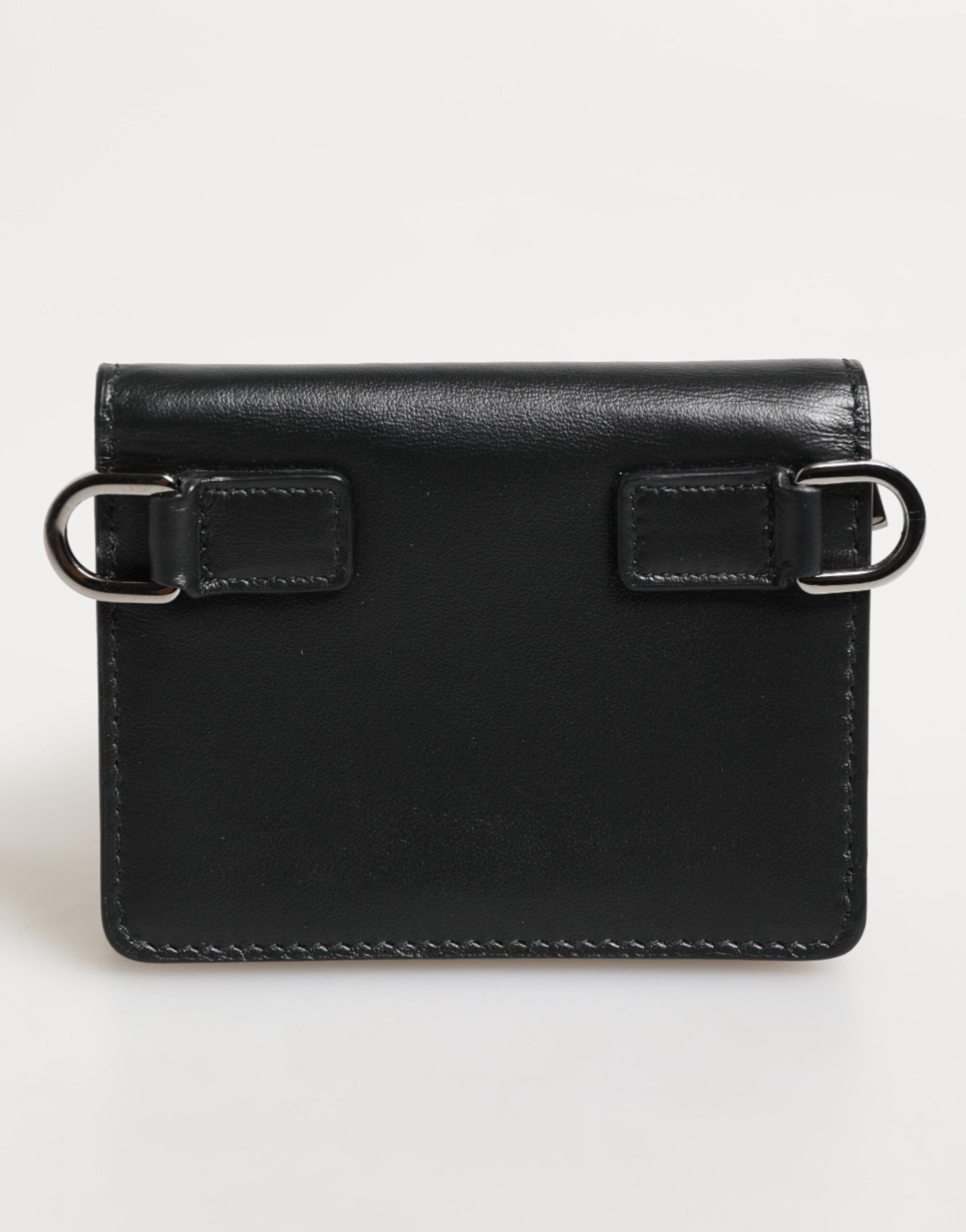 Black Leather DG Logo Bifold Card Holder Men Borse Wallet