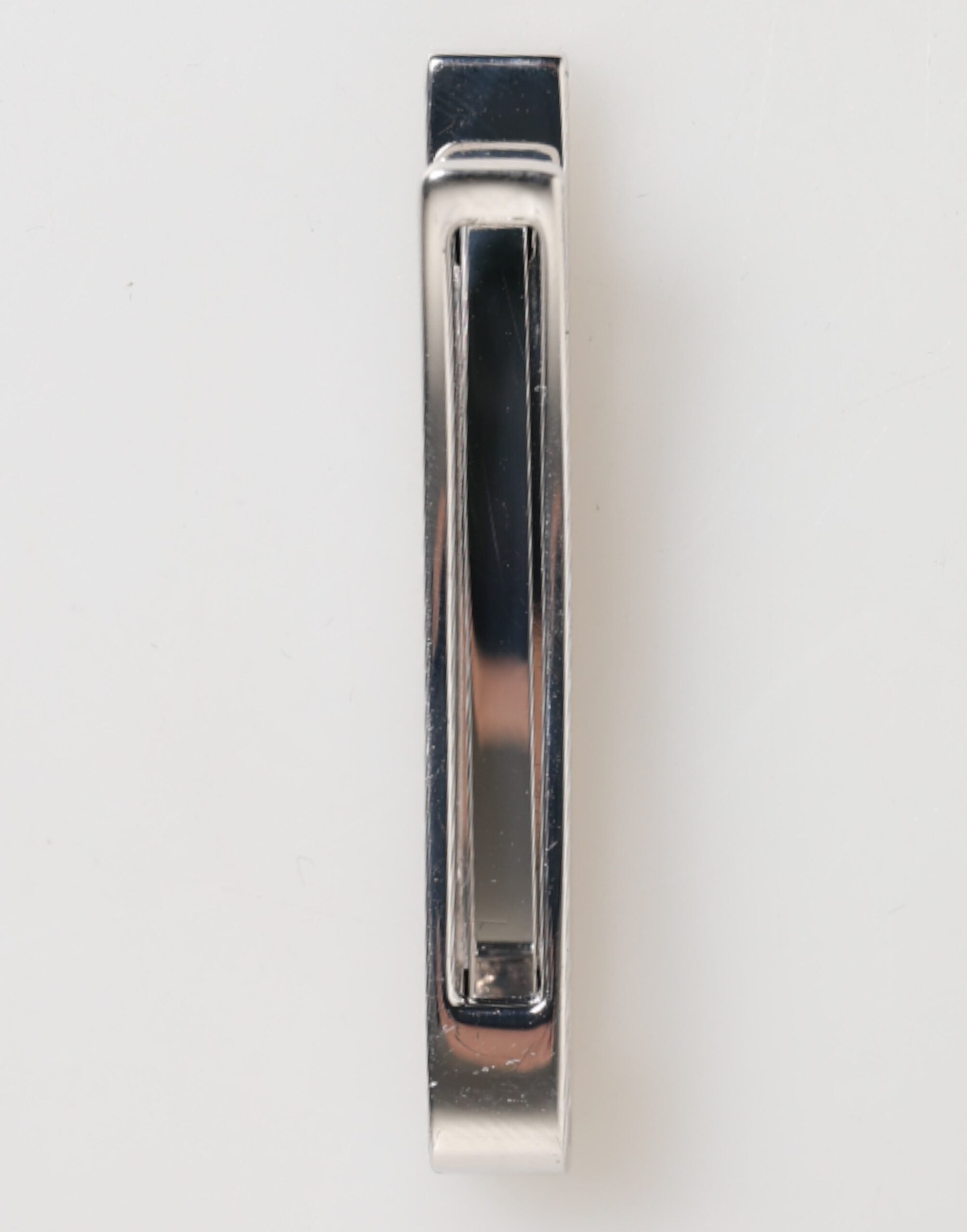 Silver Tone Brass Logo Branded Men Accessory Tie Clip Bar