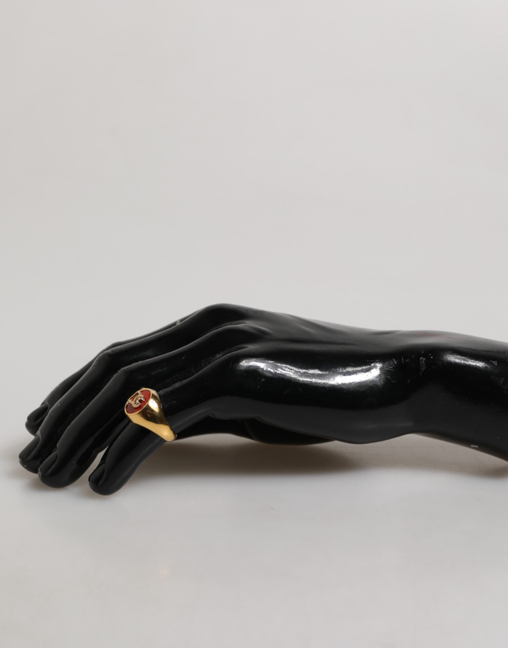 Gold Tone Real Brass Round Red DG Logo Men Ring