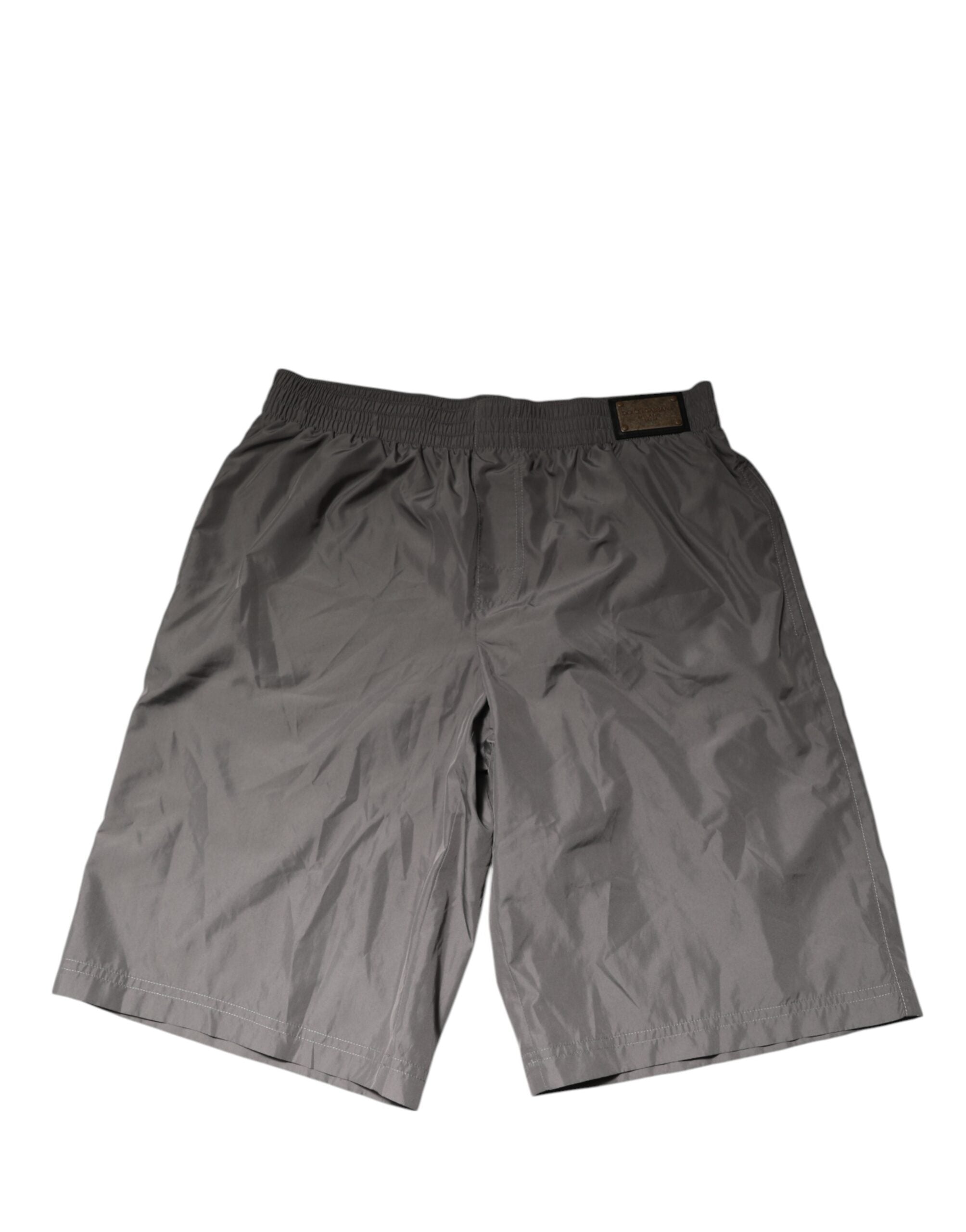 Light Gray Nylon Elastic Waist Shorts Swimwear