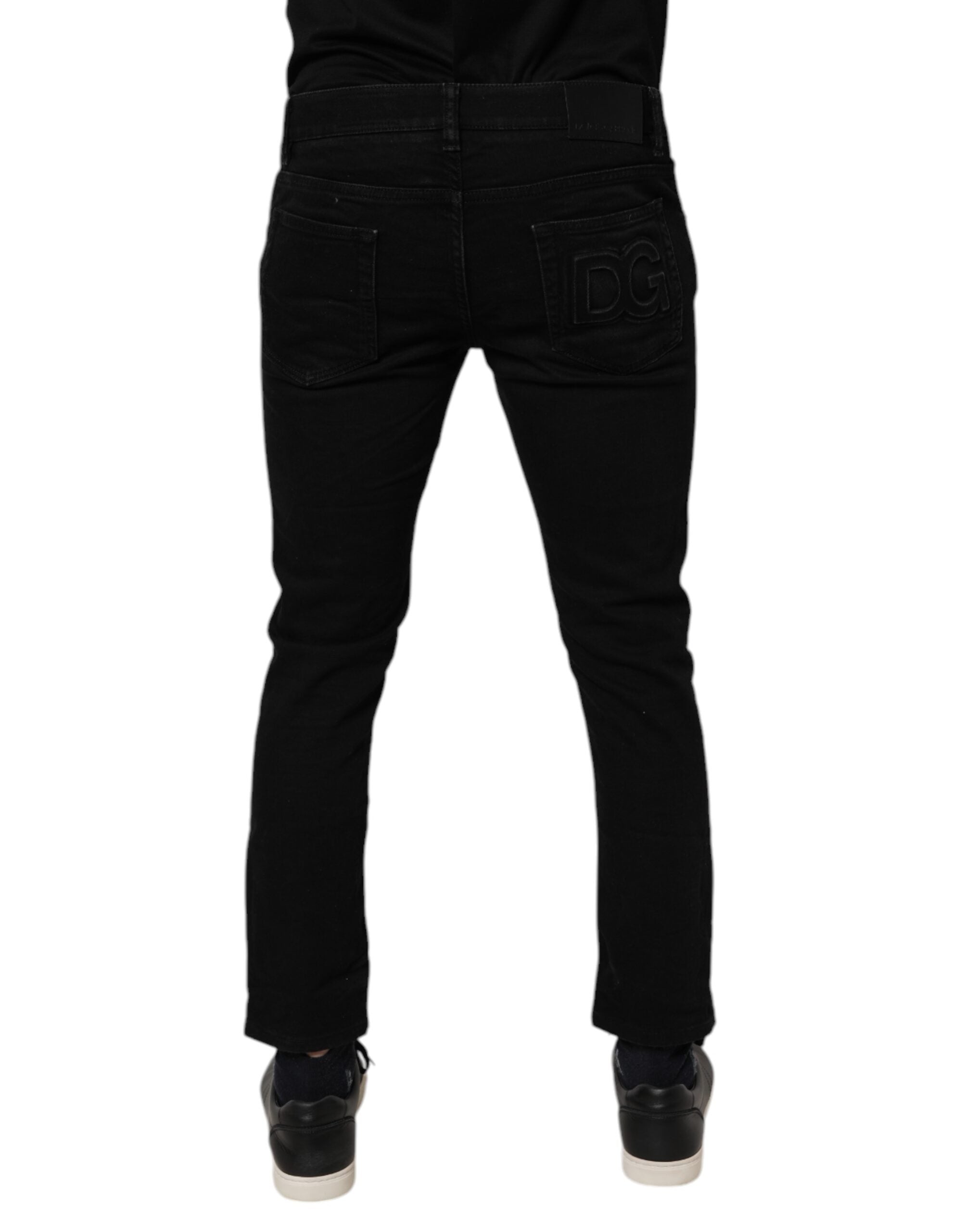 Black Cotton Skinny Jeans Men Trouser Pants