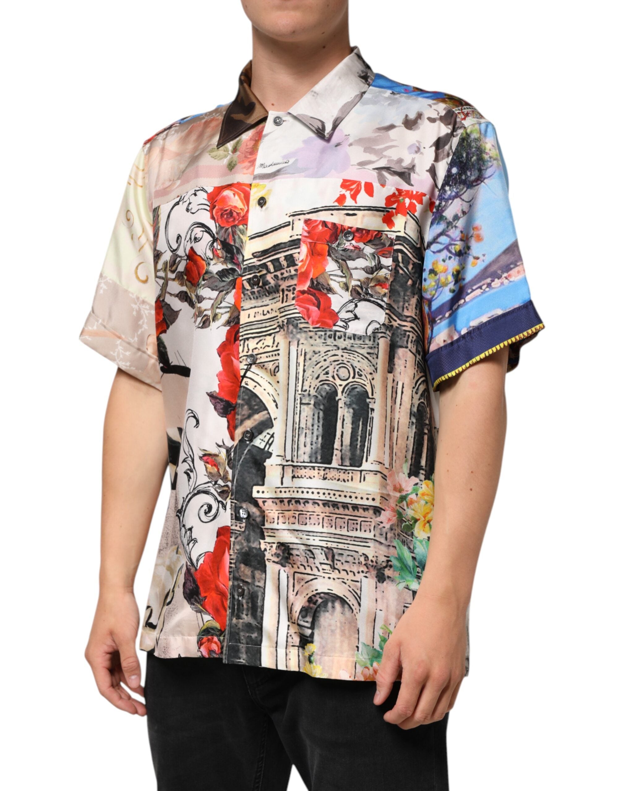 Multicolor Printed Casual Short Sleeve Shirt