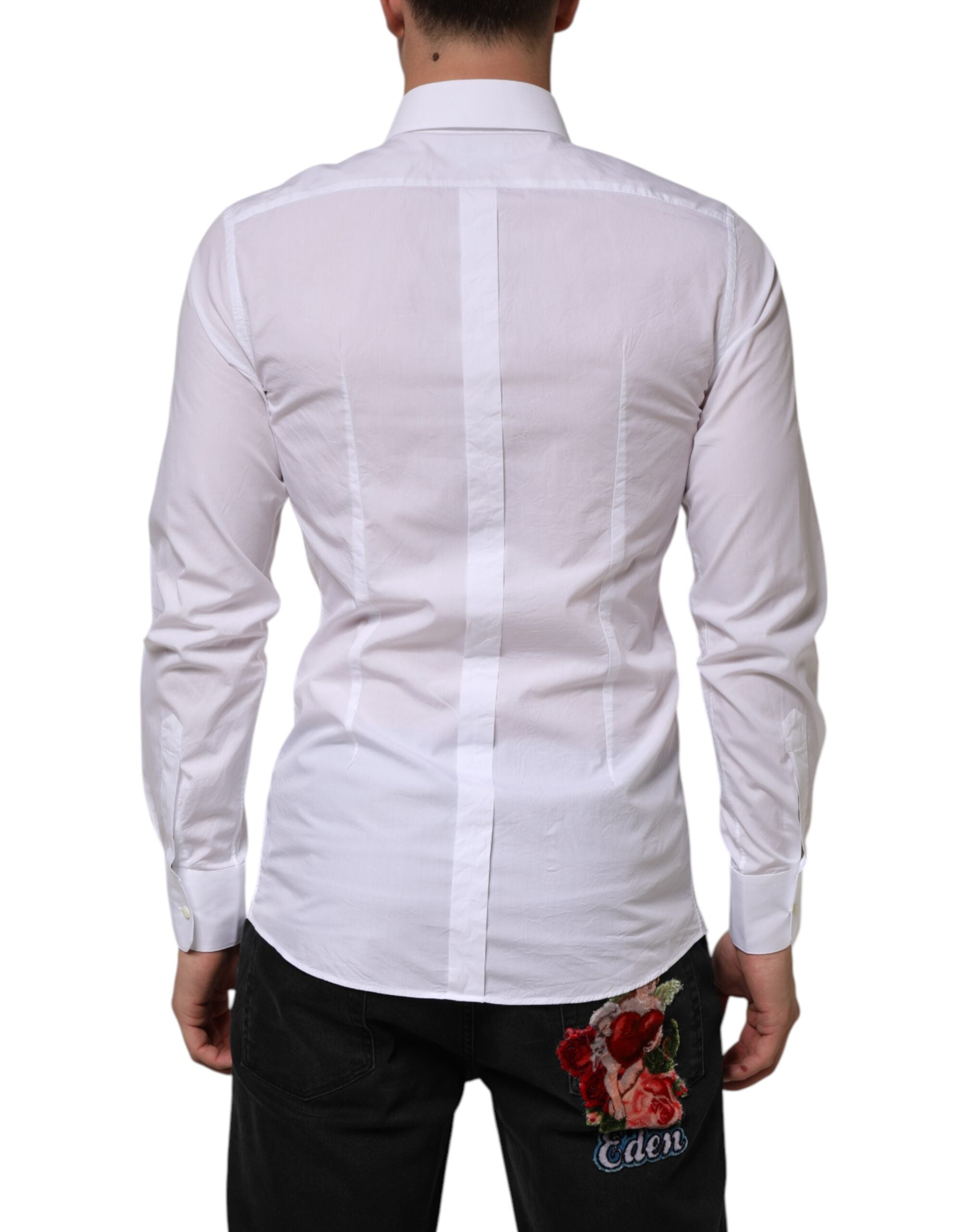 White Cotton GOLD Formal Men Longsleeves Shirt