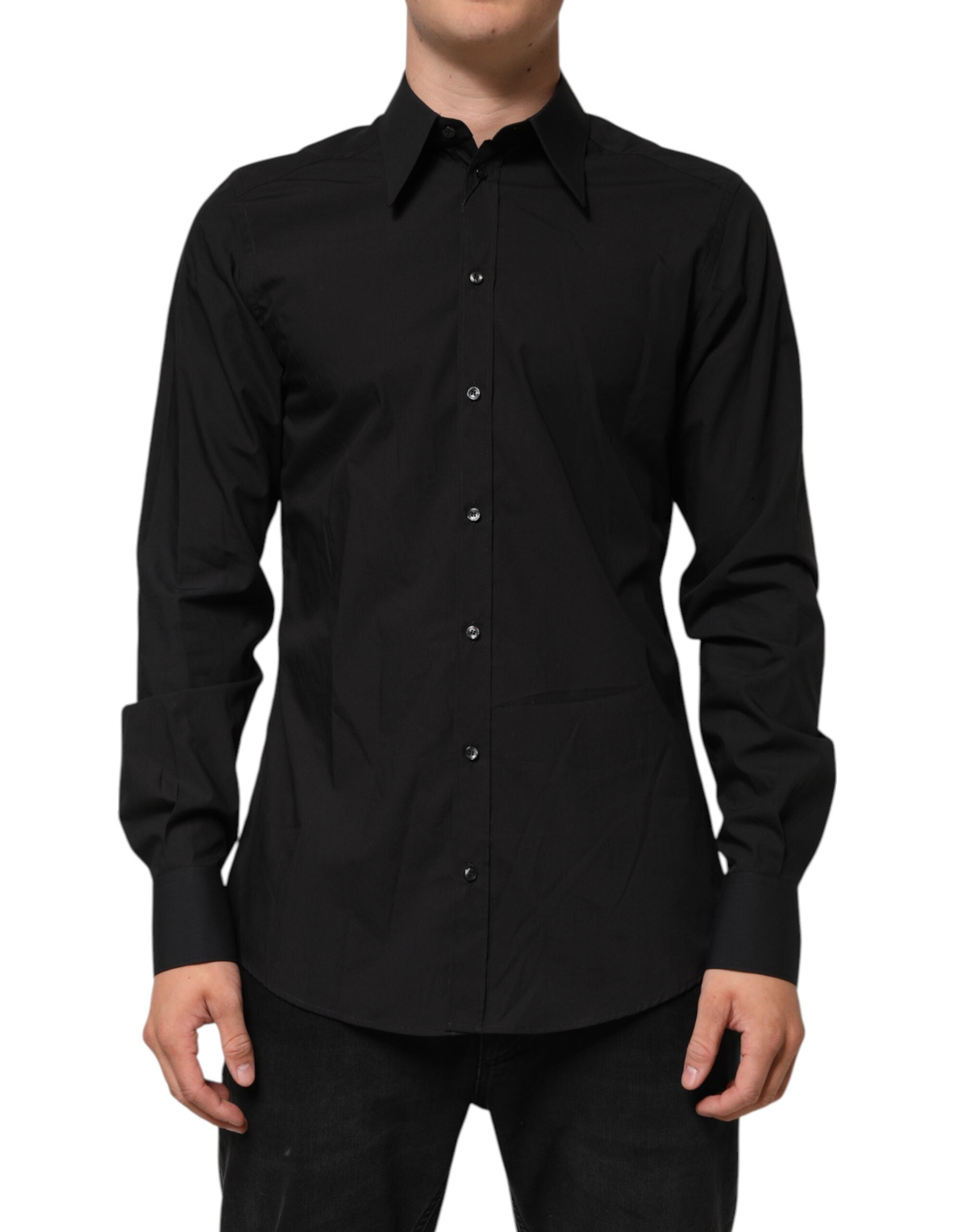 Black MARTINI Slim Fit Dress Formal Men Shirt
