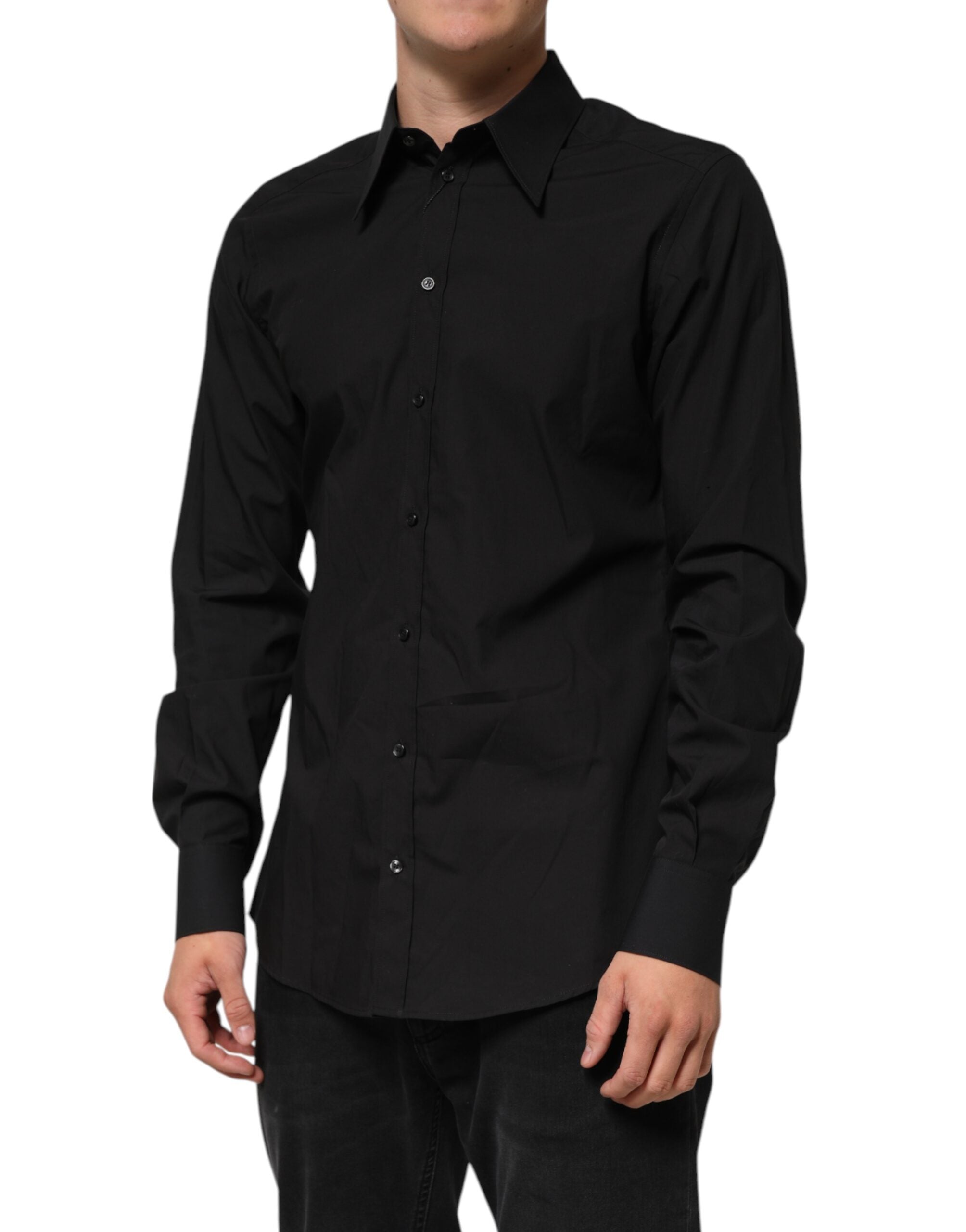 Black MARTINI Slim Fit Dress Formal Men Shirt
