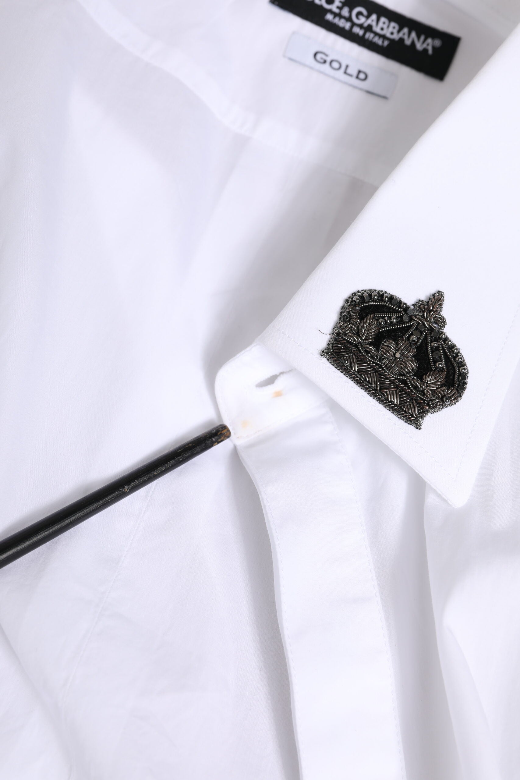 White Cotton Crown Collar GOLD Formal Shirt