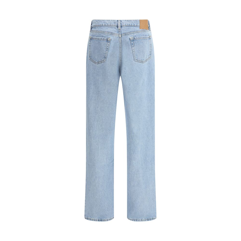 Light Blue Cotton Straight-Leg Jeans