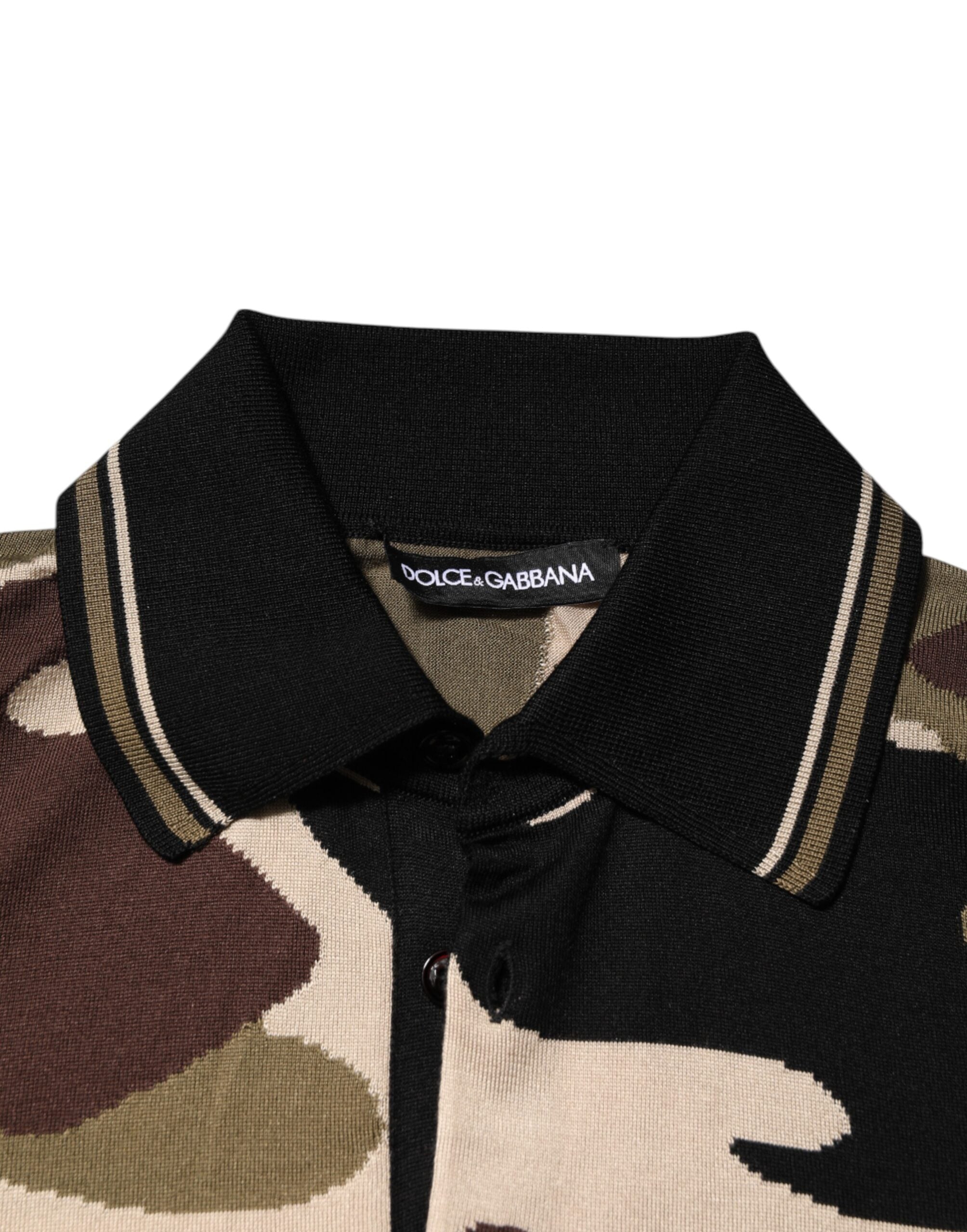 Camouflage Brown Silk MilitaryPolo T-shirt