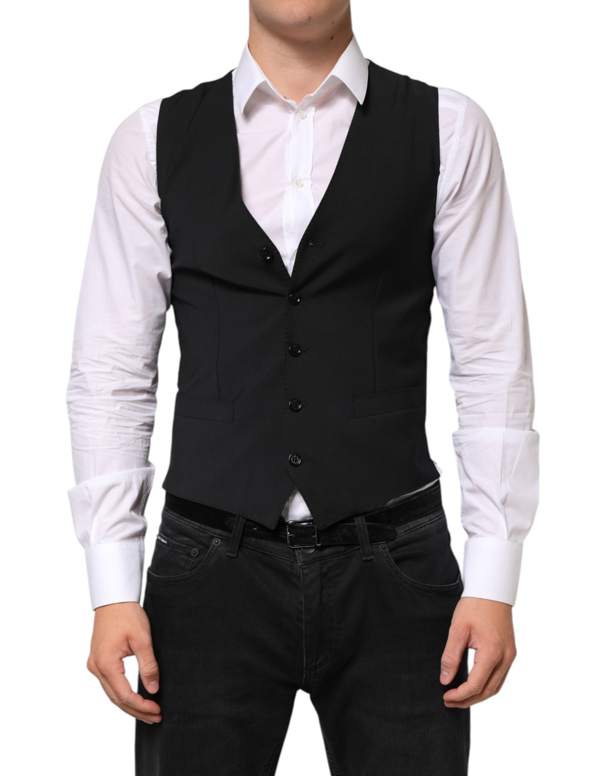 Black Wool Dress Formal Men Waistcoat Vest