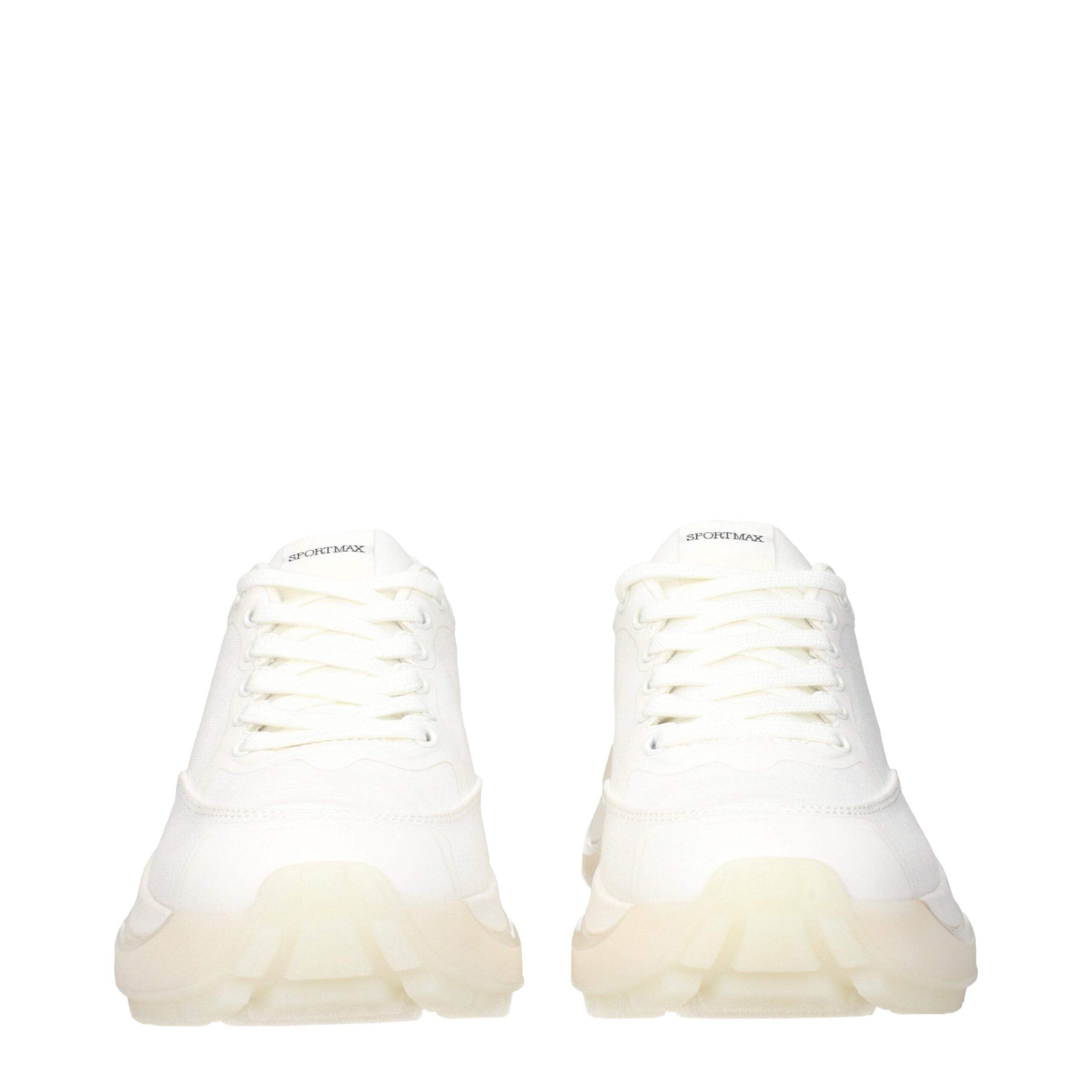 White Fabric Chunky Sneakers