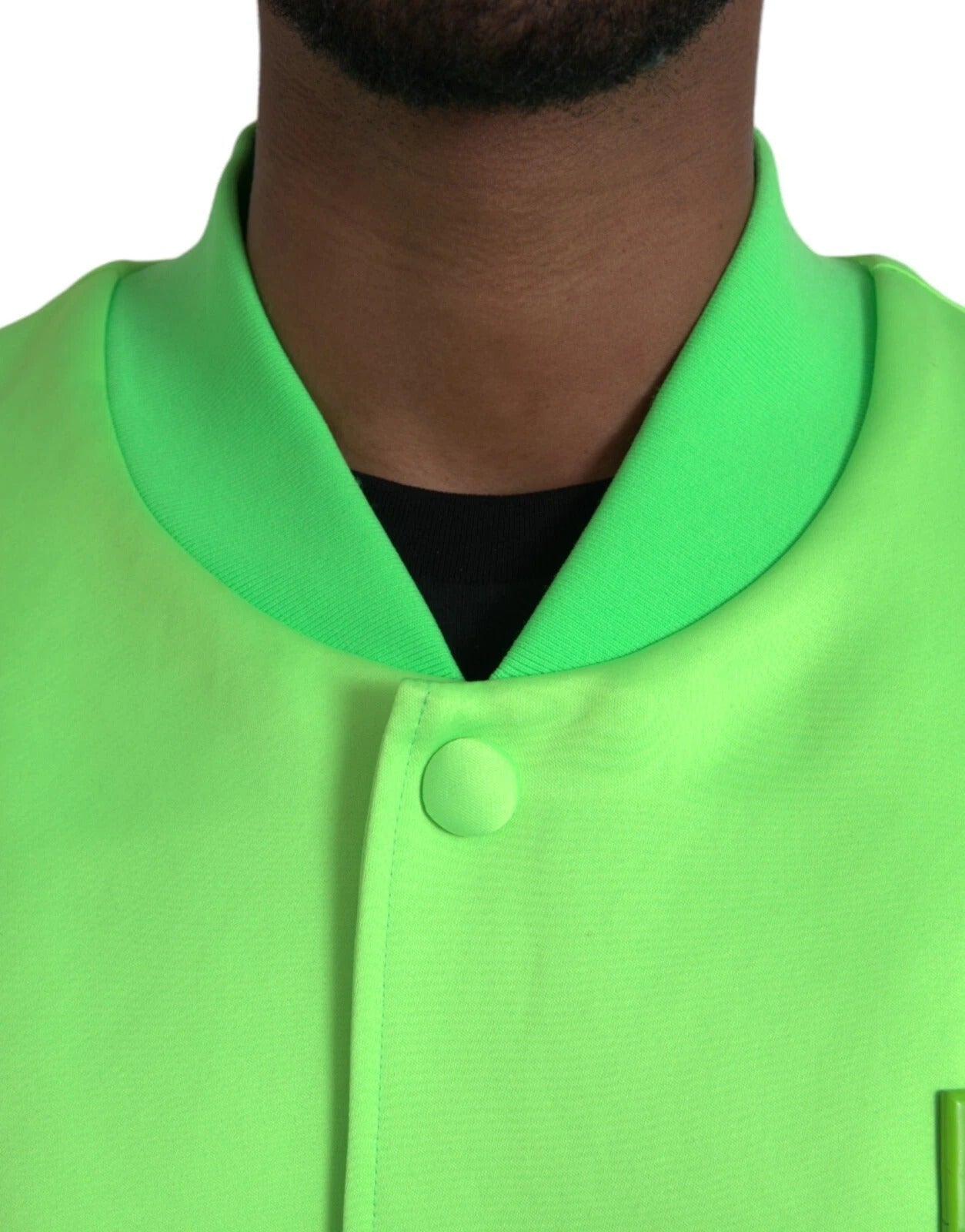 Neon Green Polyester Long Sleeves Men Bomber Jacket