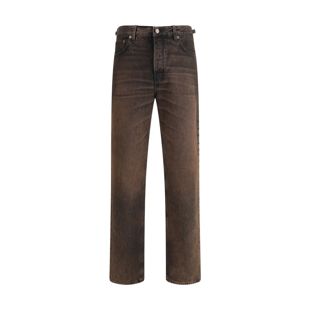 Brown Cotton Relaxed Fit Jeans