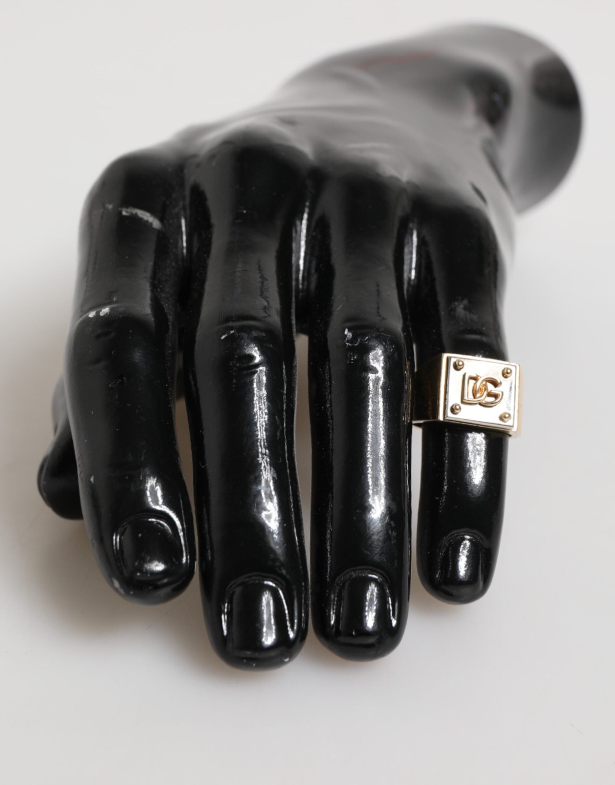 Gold Tone Brass Signet Square DG Logo Plaque Men Ring