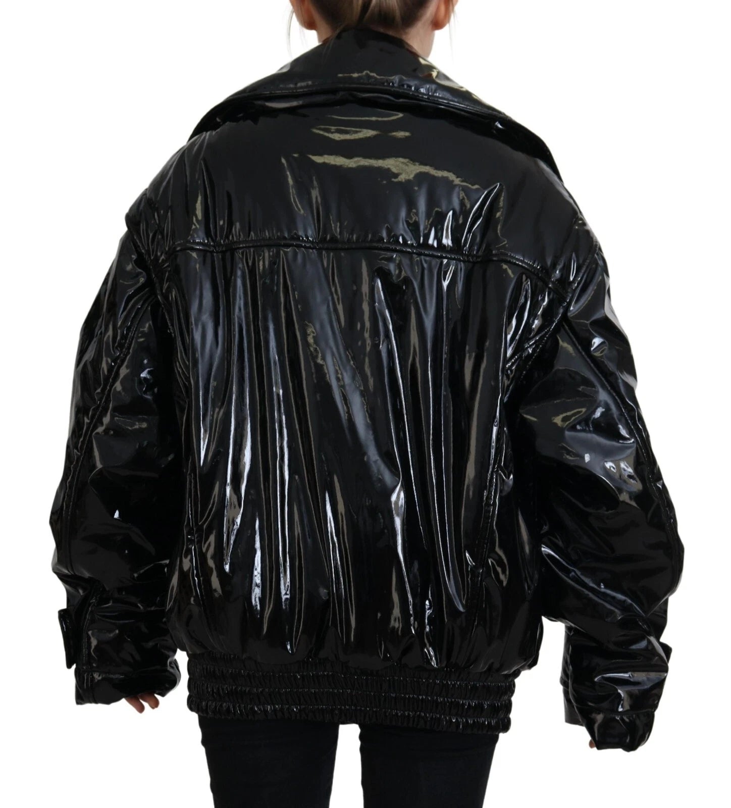 Polyester Black Shiny Blazer Women Jacket