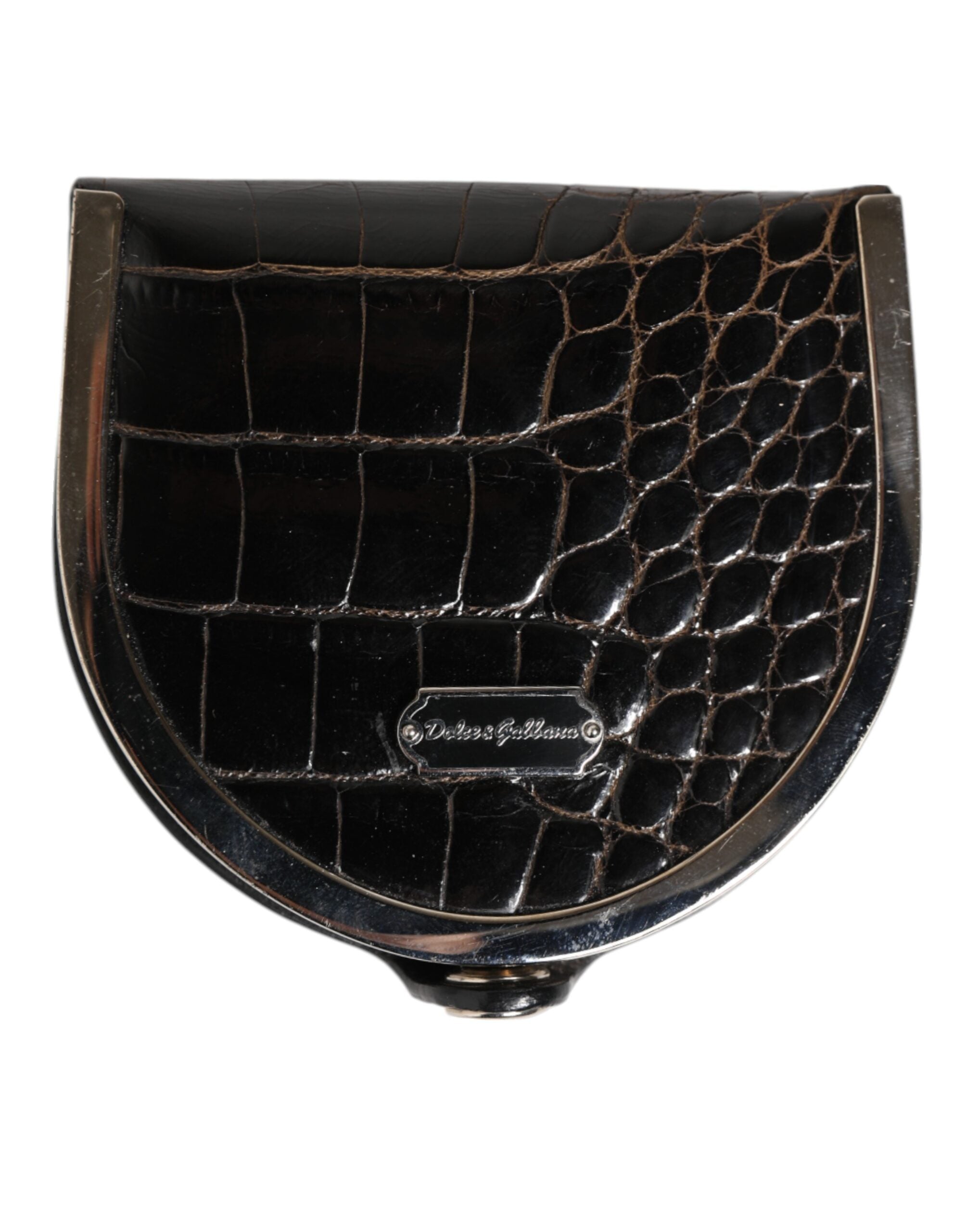 Black Polished Crocodile Leather Mens Coin Purse Wallet