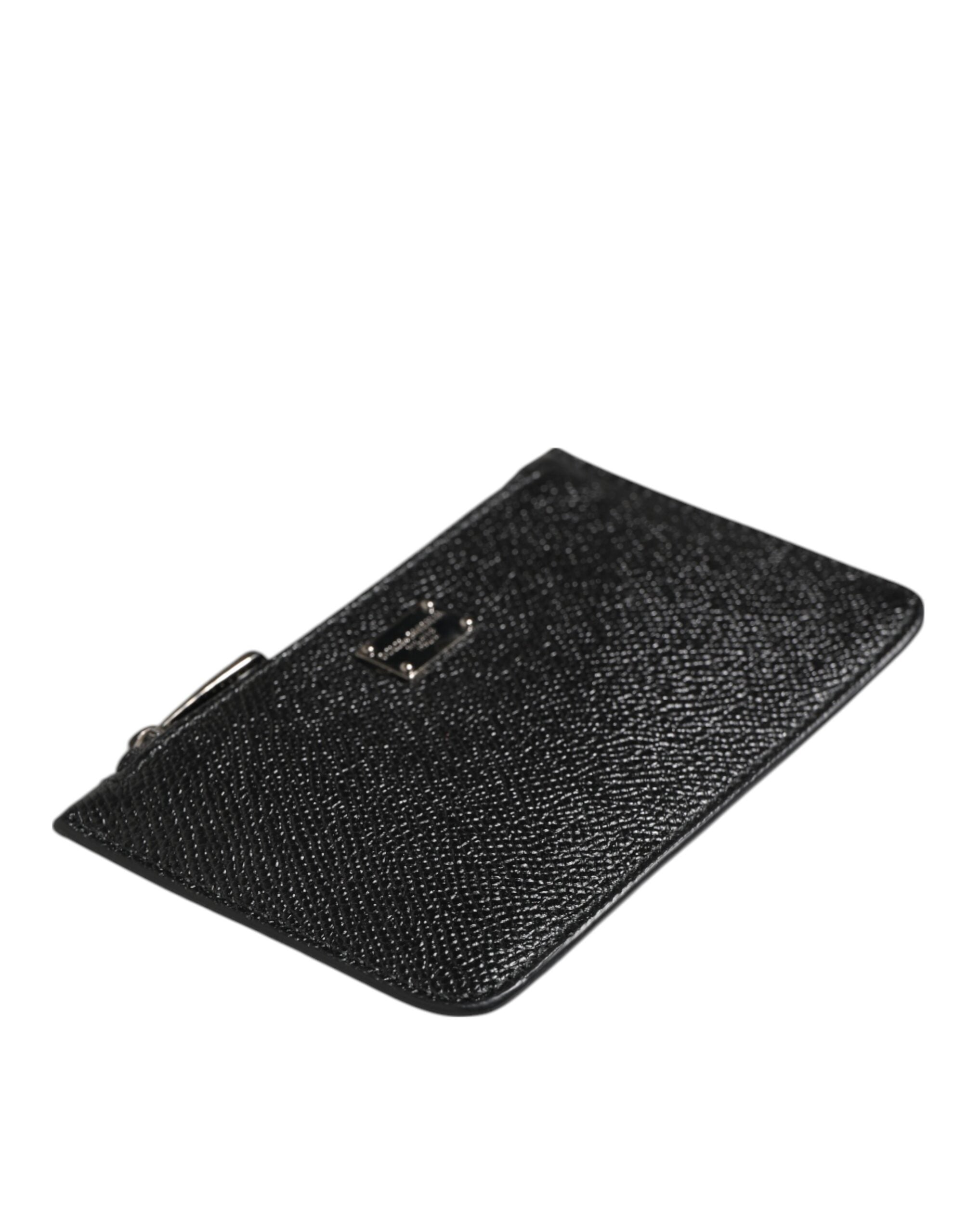 Black Leather Chain Link Mens Coin Purse Key Clip Holder Wallet