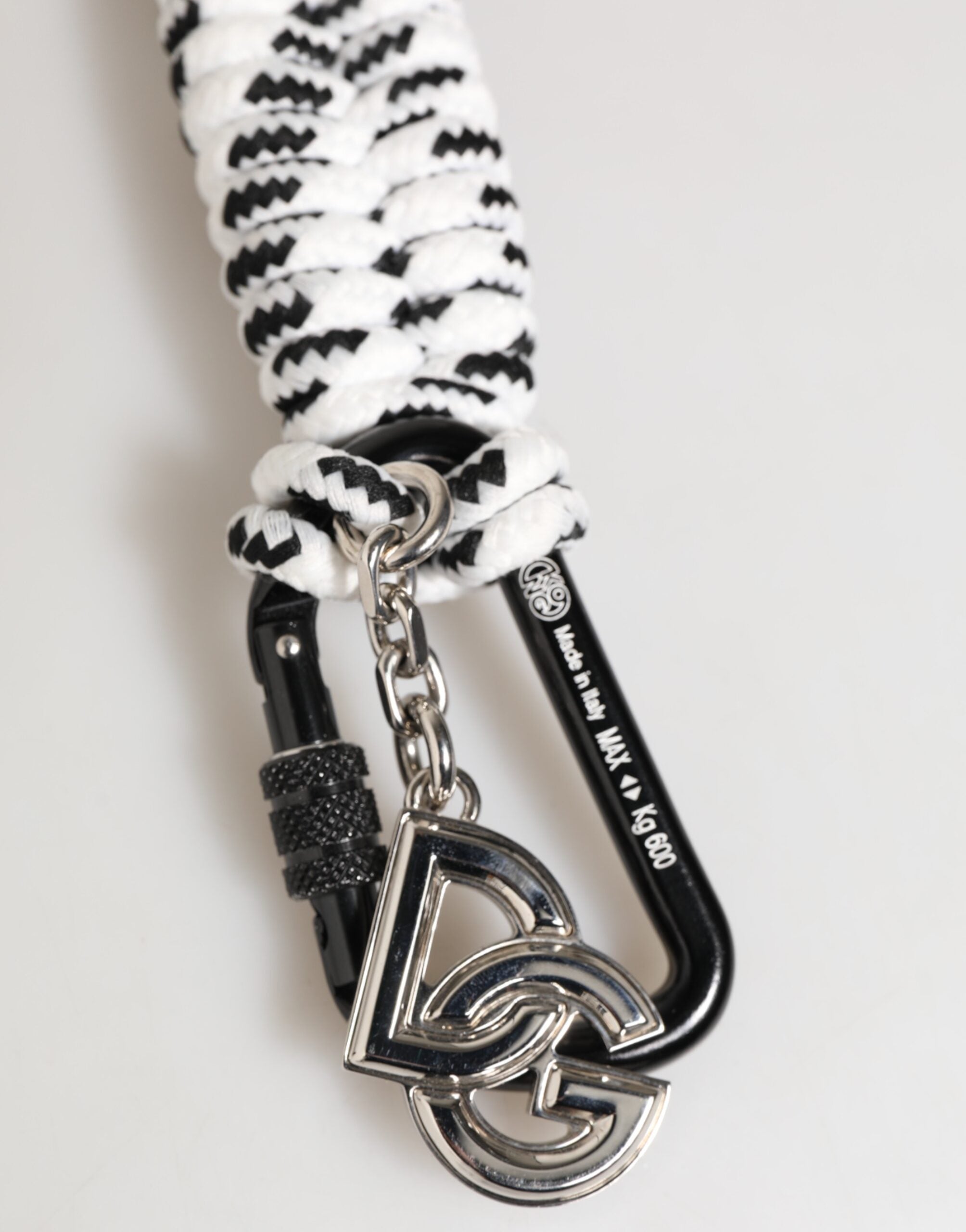 Black White Polyester Tape String DG Logo Keychain Keyring