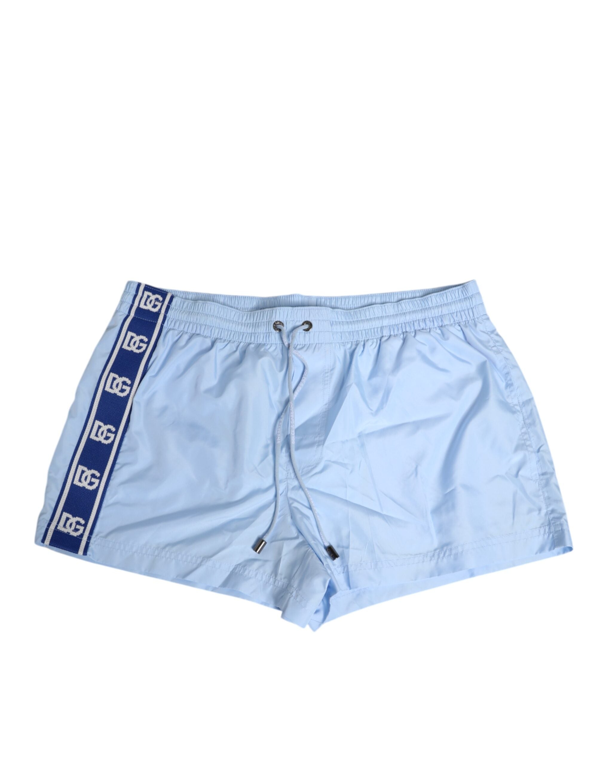 Light Blue Nylon DG Logo Tape Men Shorts Swimwear