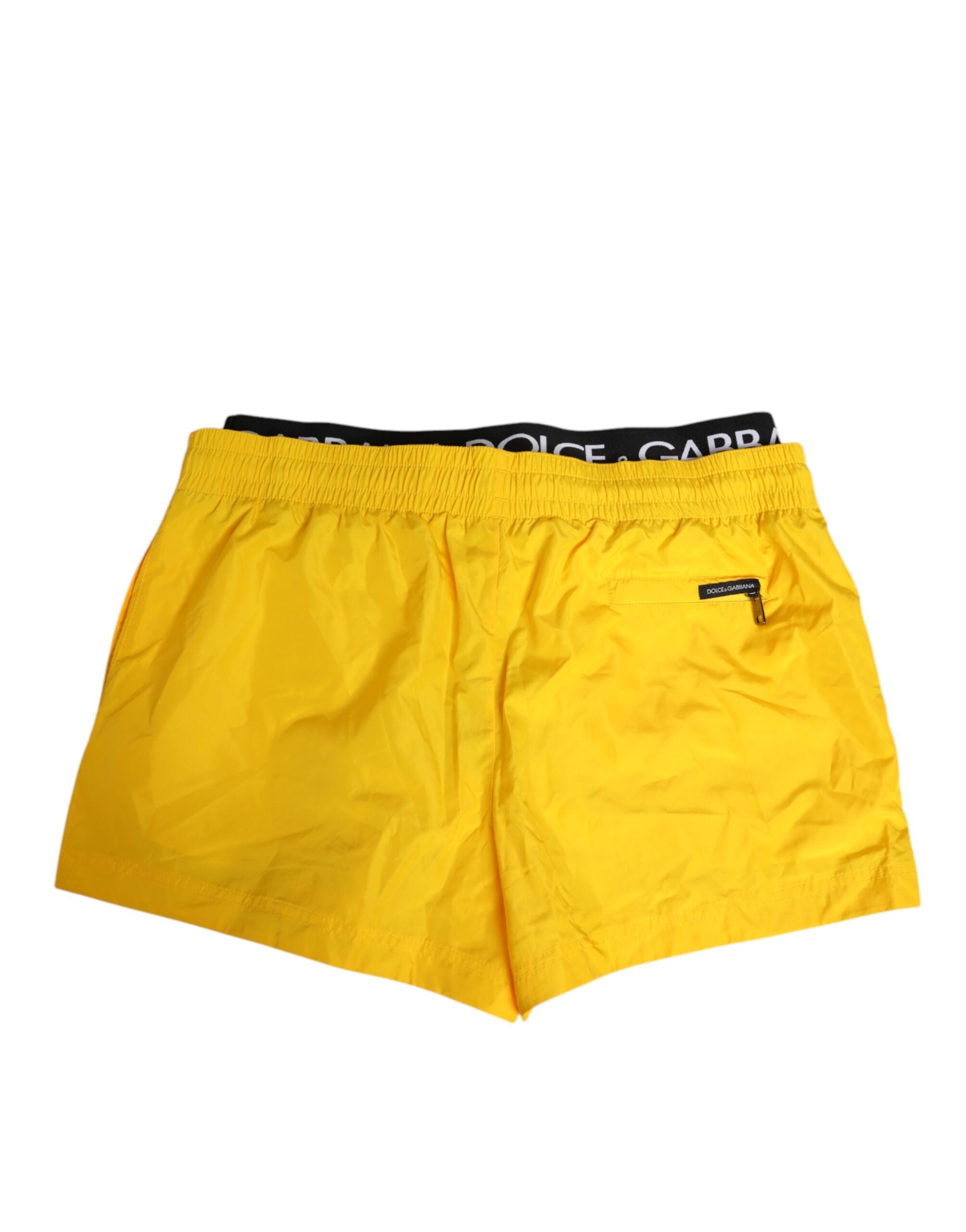 Yellow Drawstring Beachwear Men Shorts Swimwear