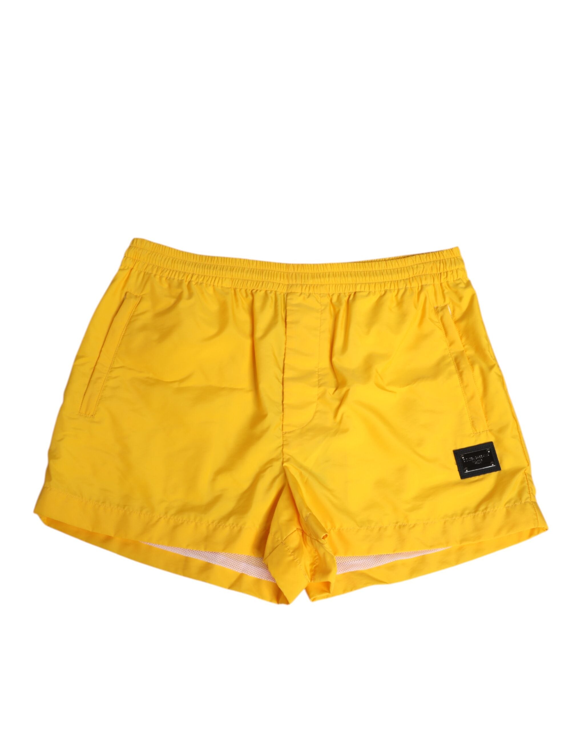 Yellow Nylon Logo Plaque Boxer Shorts Swimwear