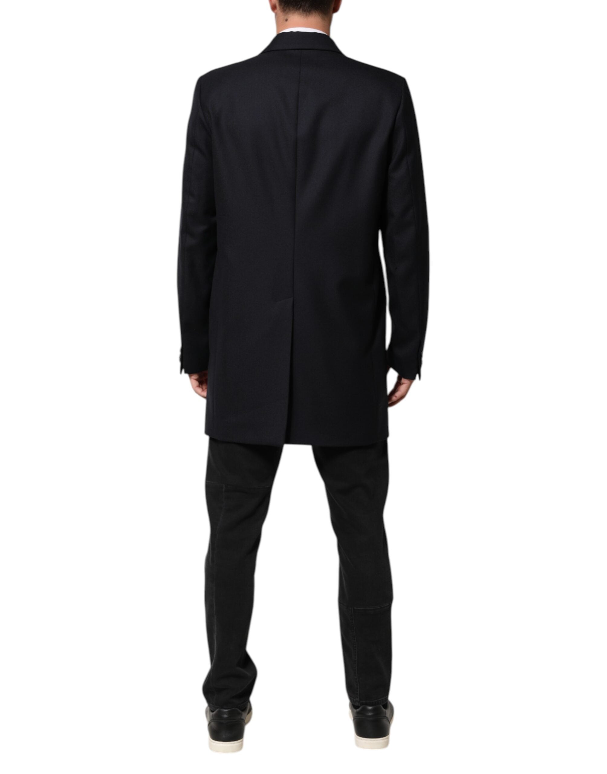 Dark Blue Wool Men Jacket Coat Blazer Suit