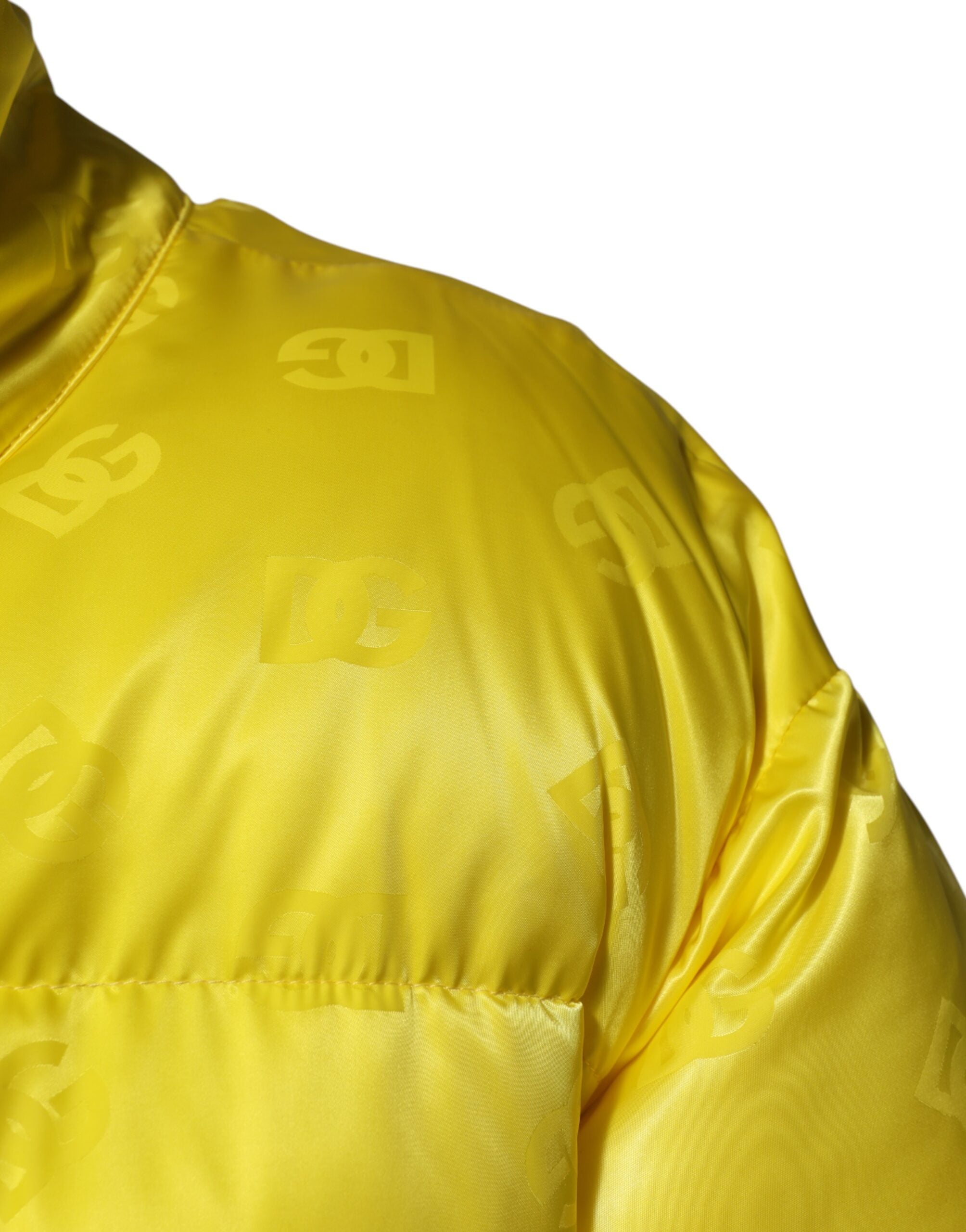 Yellow Nylon Logo Puffer Bomber Men Jacket