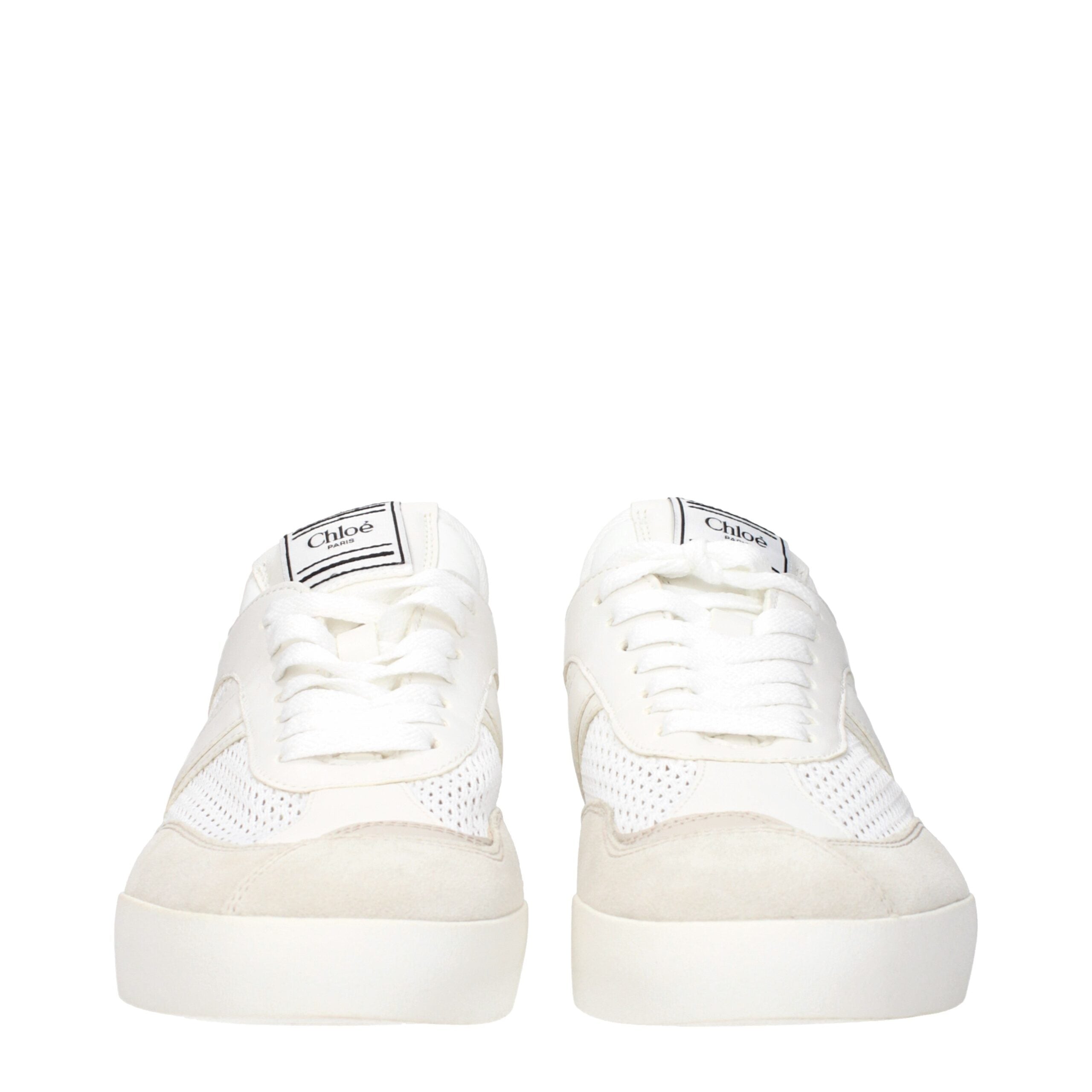 White Fabric Low Top Sneakers
