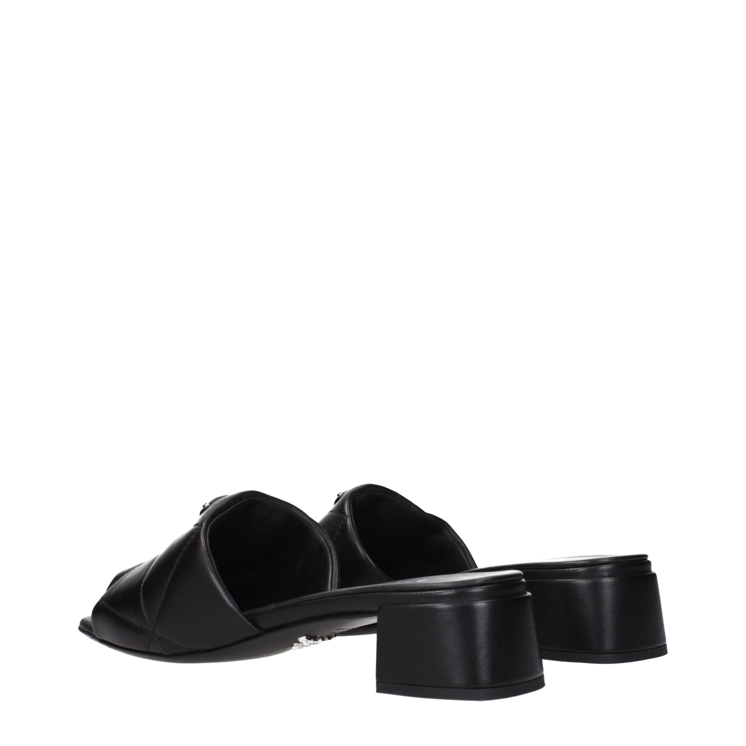 Black Leather Flat Sandals