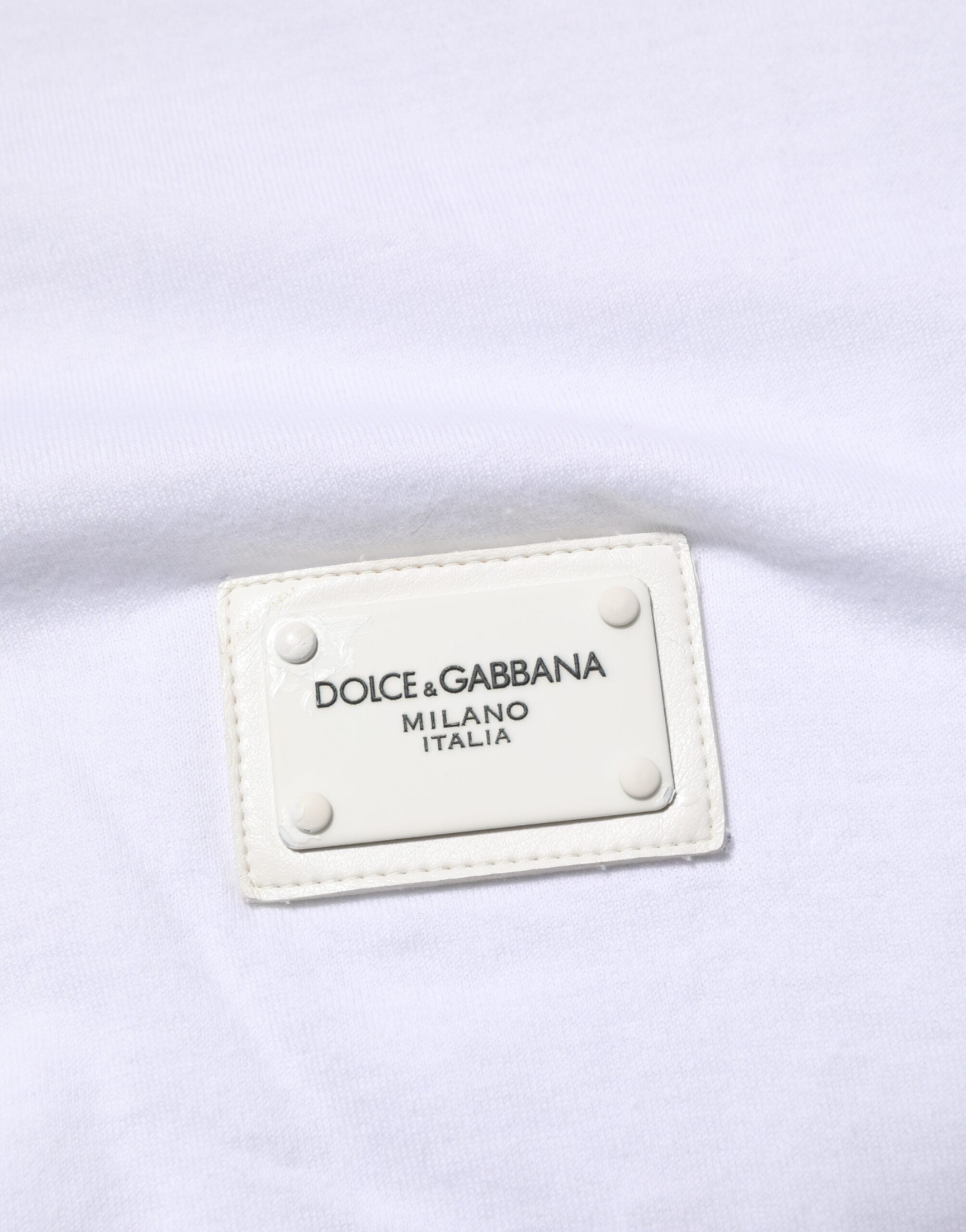 White Logo Plaque Cotton Crew Neck T-shirt