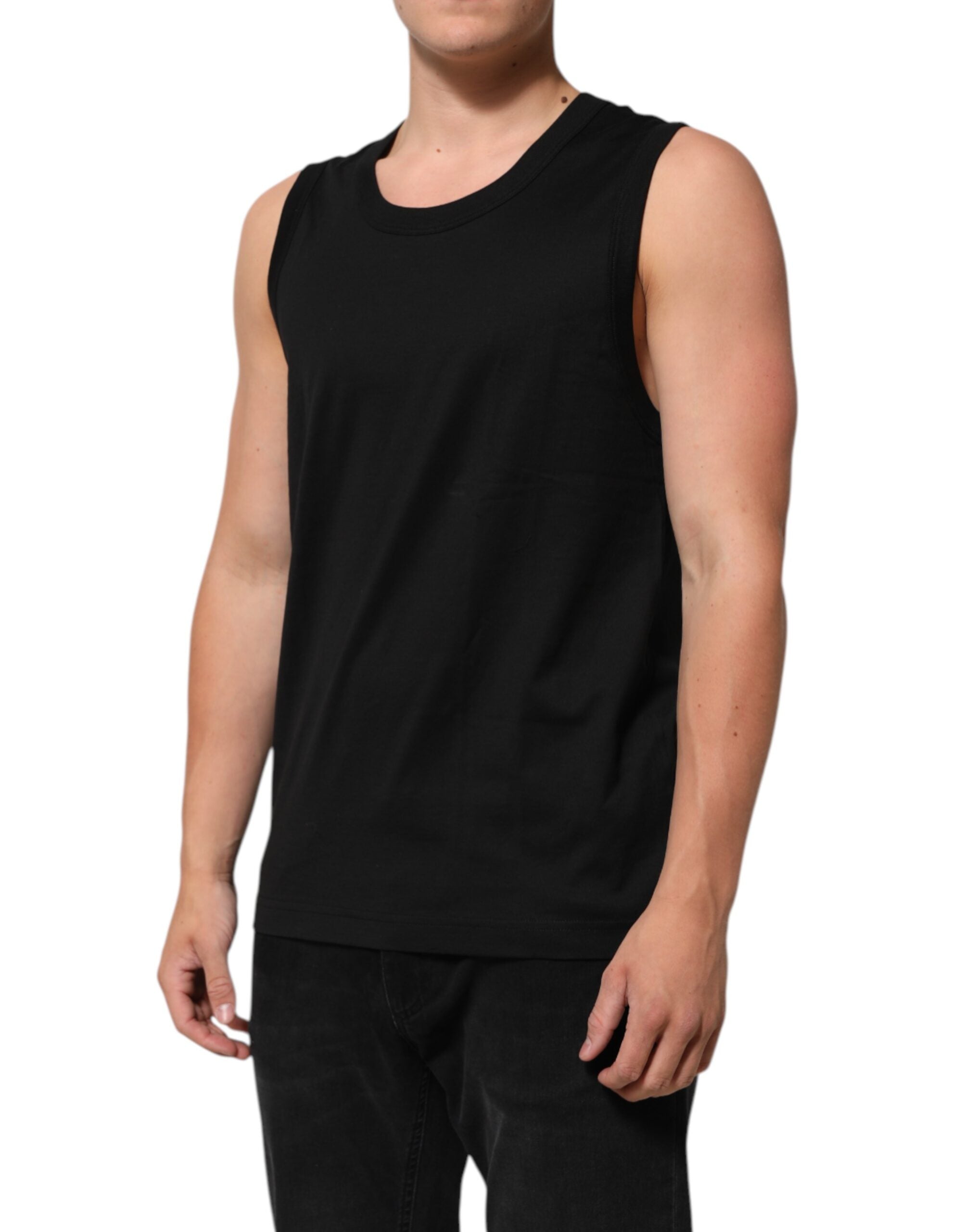 Black Cotton Sleeveless Underwear Men Tank Top