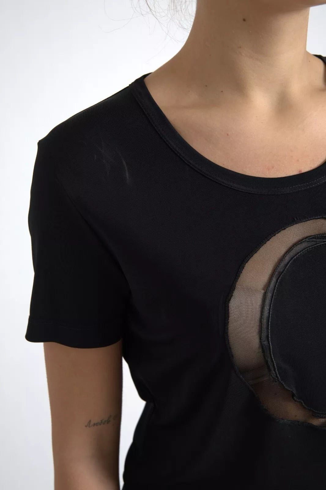 Black Viscose Round Neck CLASS T-shirt