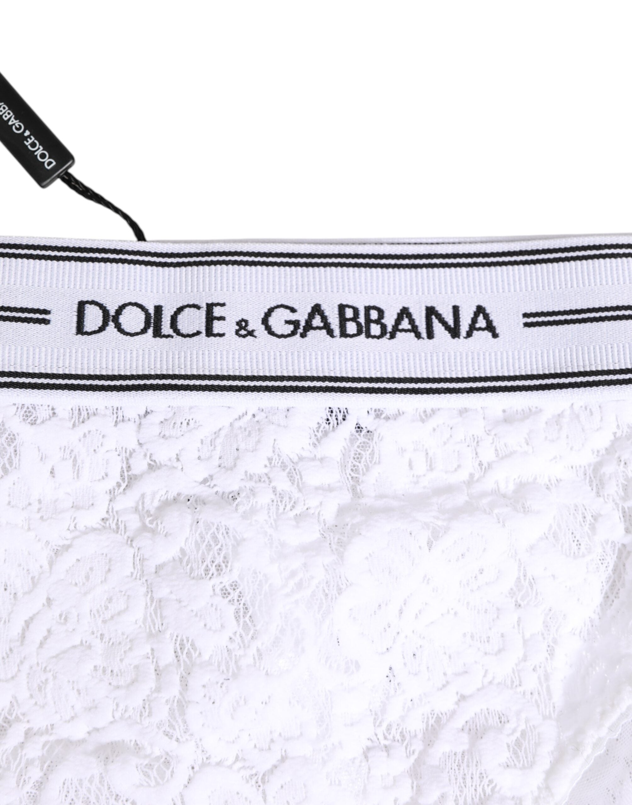 White Lace Slip Brief Logo Waistband Underwear