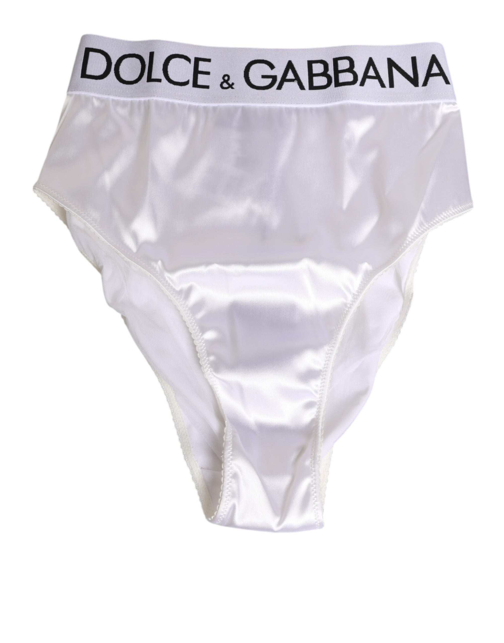 White Satin High-Waist Brief Logo Women Underwear